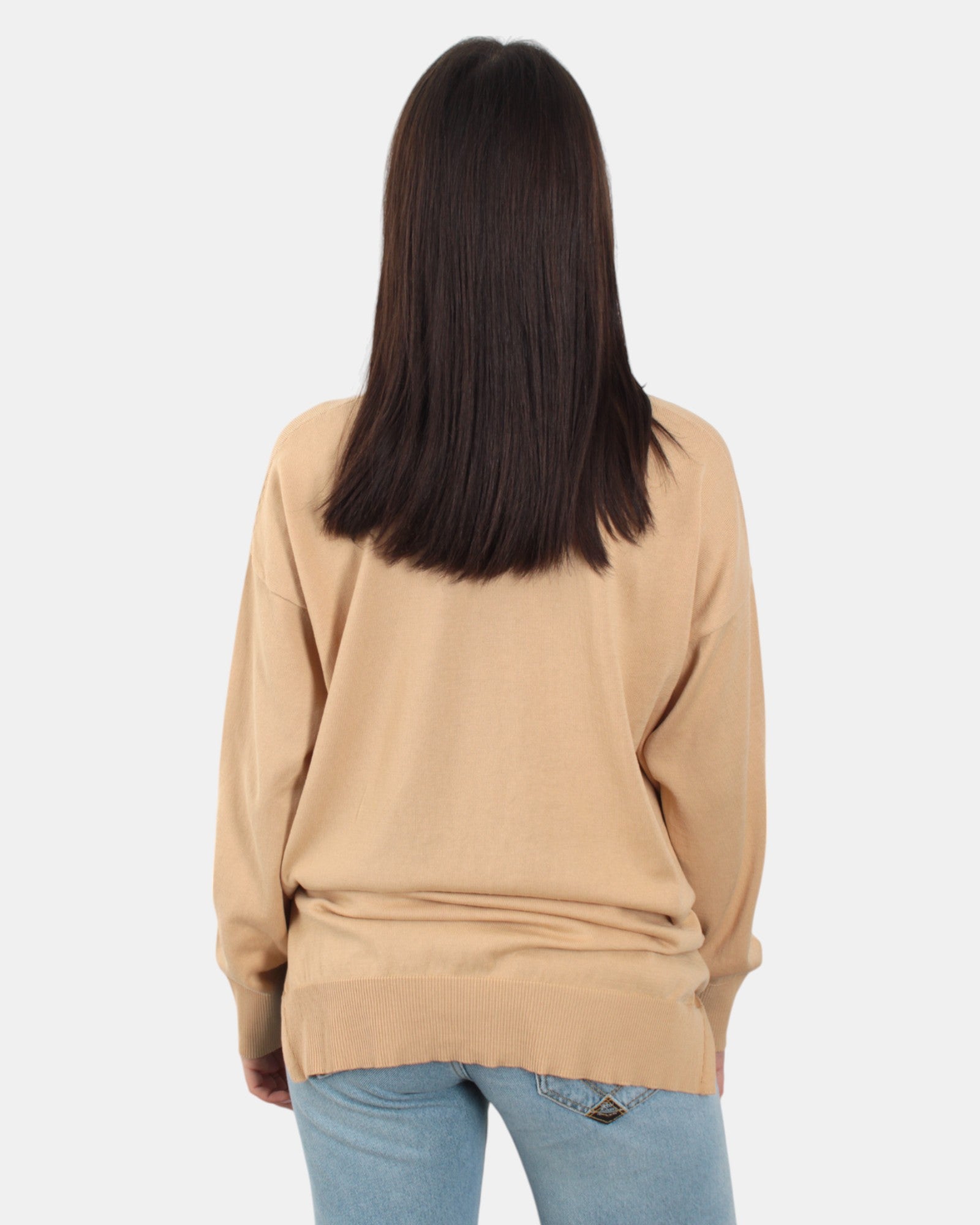 MAGLIE A V Beige Jei-o