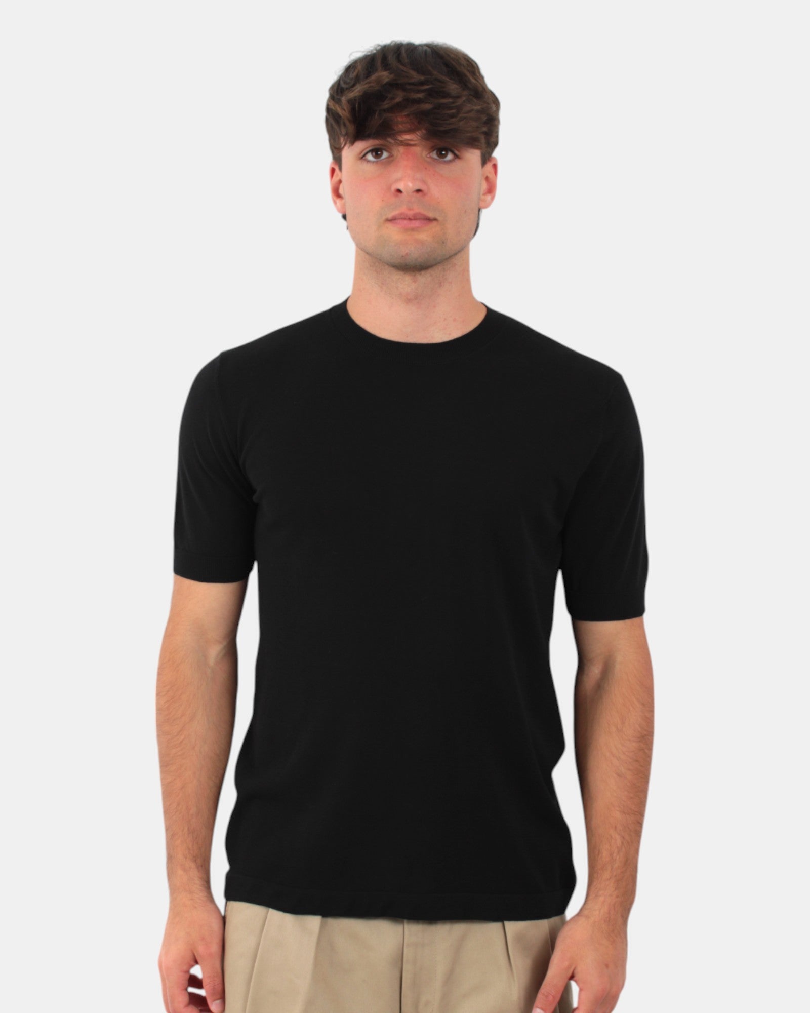 GIROCOLLO MANICA CORTA Nero Della Spiga