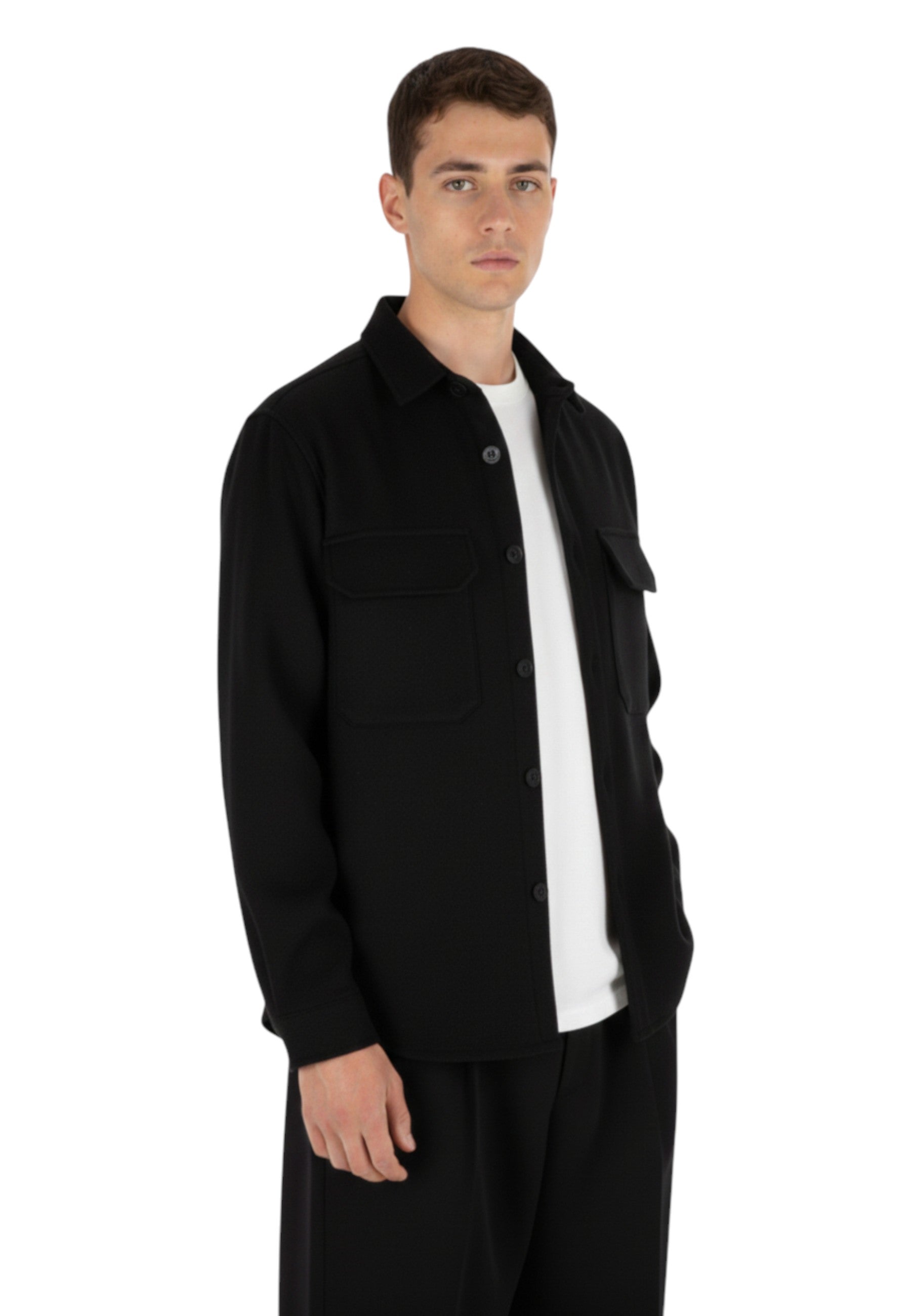 OVERSHIRT Nero White Sand