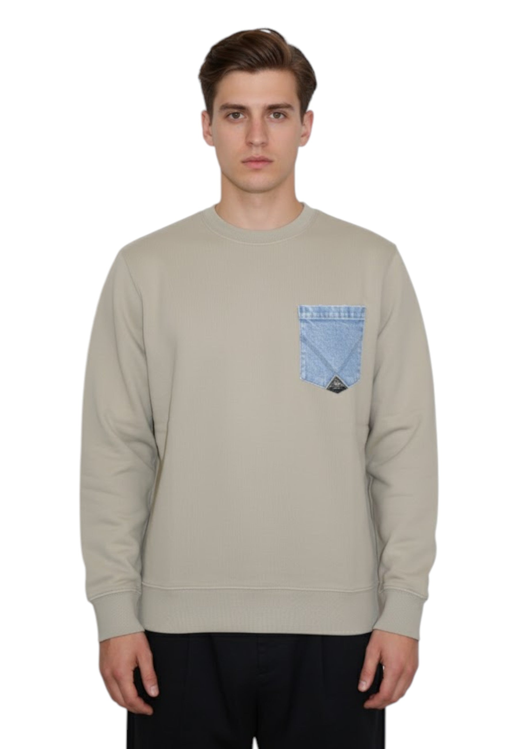 FELPA A GIROCOLLO Beige Roy Roger's