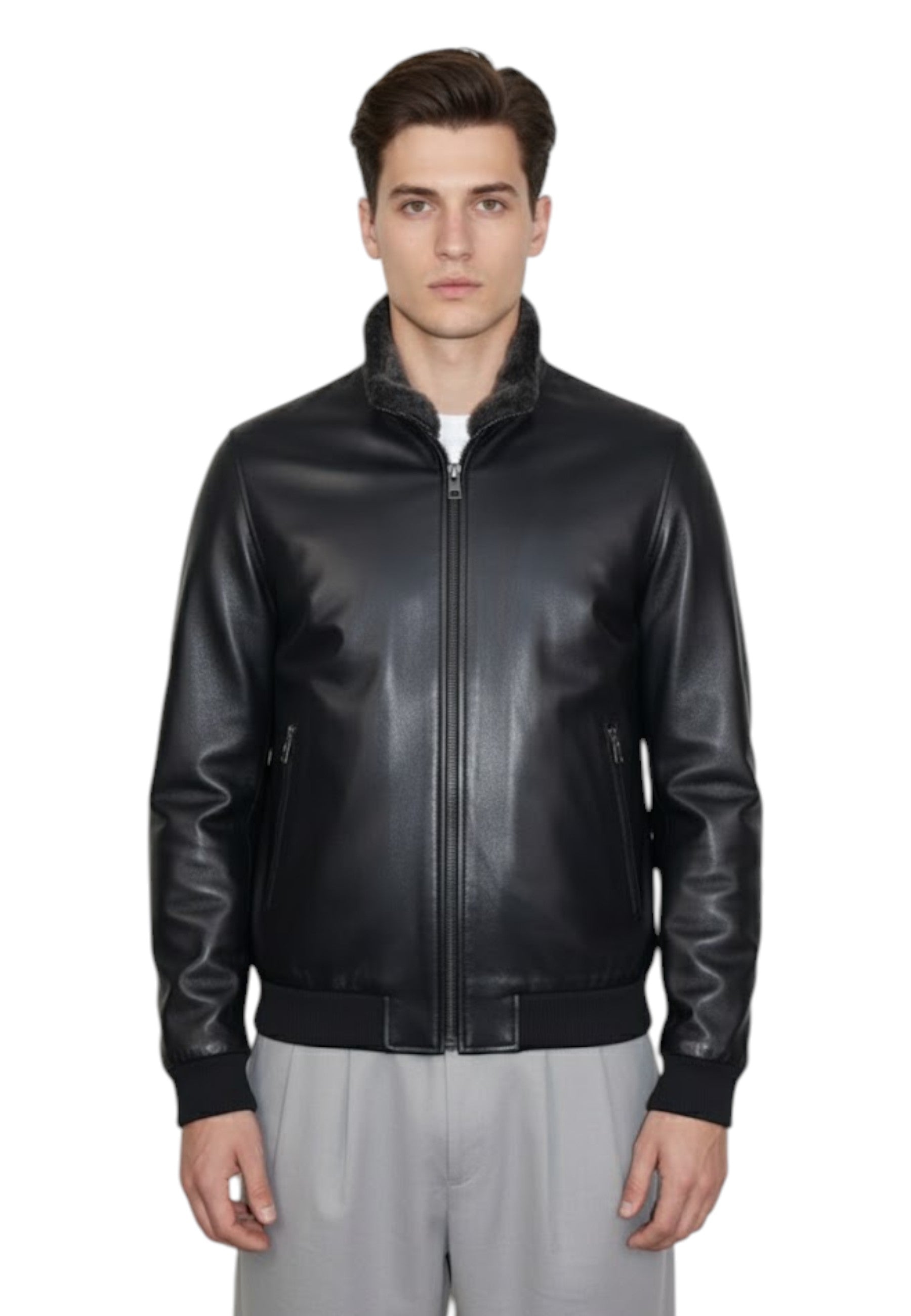 GIUBBOTTI IN PELLE Nero Emanuele Curci