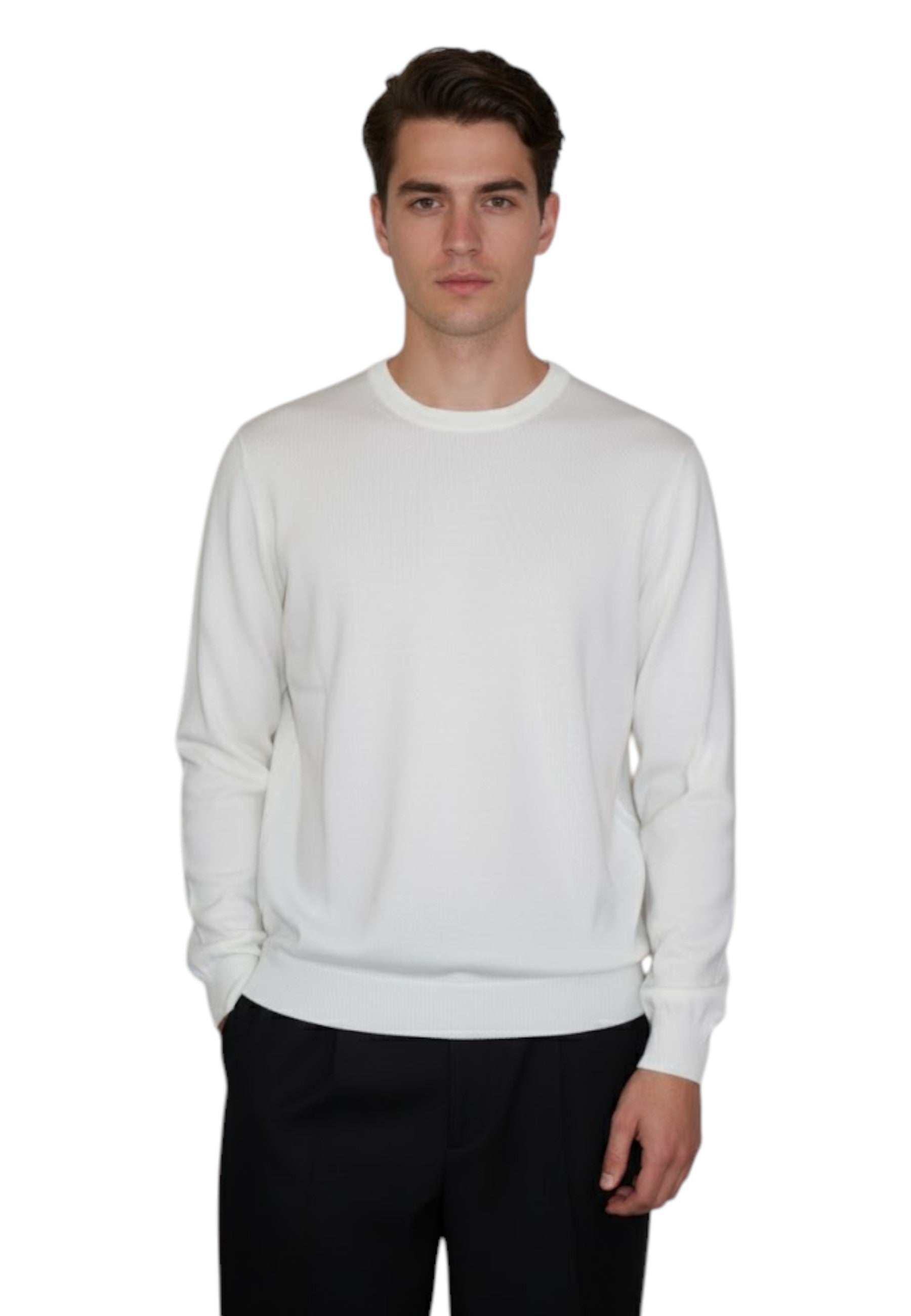 GIROCOLLO MANICA LUNGA Bianco Blu Cashmere