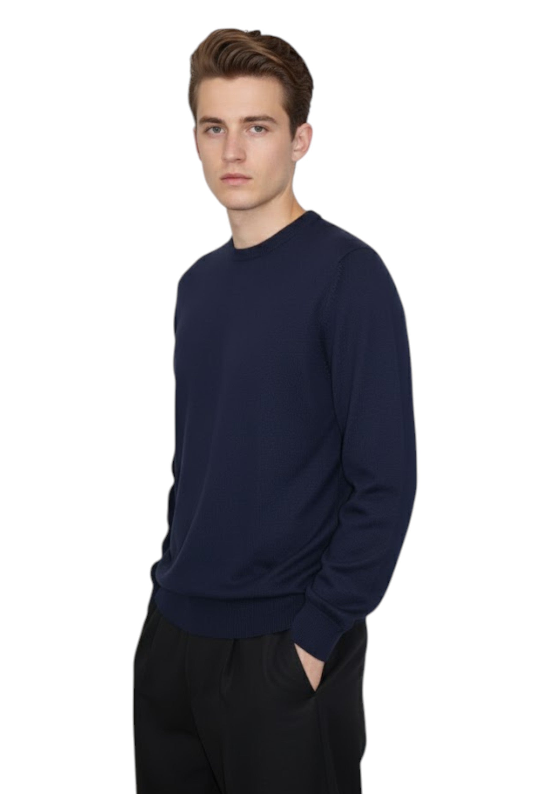 GIROCOLLO MANICA LUNGA Blu Blu Cashmere