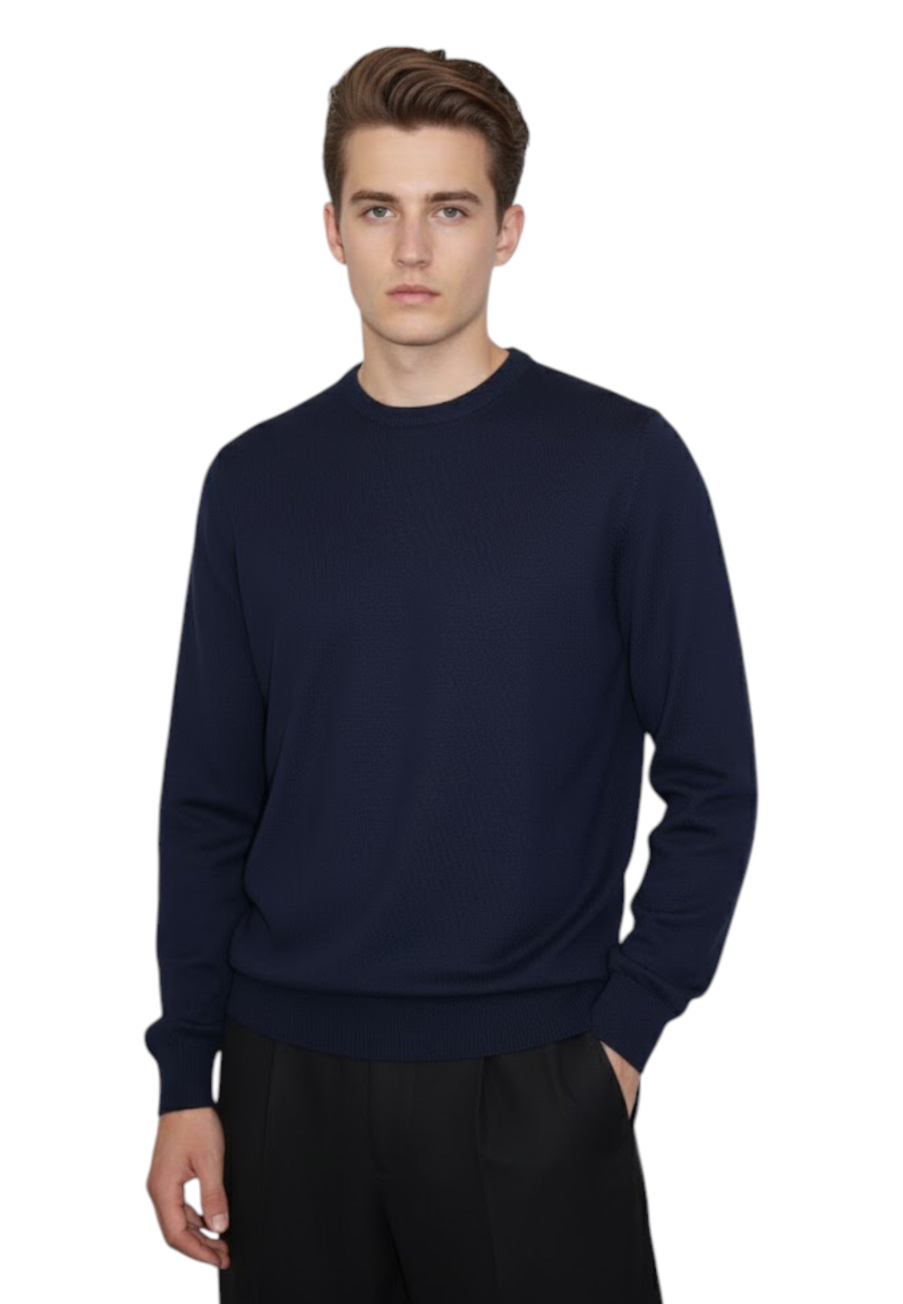 GIROCOLLO MANICA LUNGA Blu Blu Cashmere