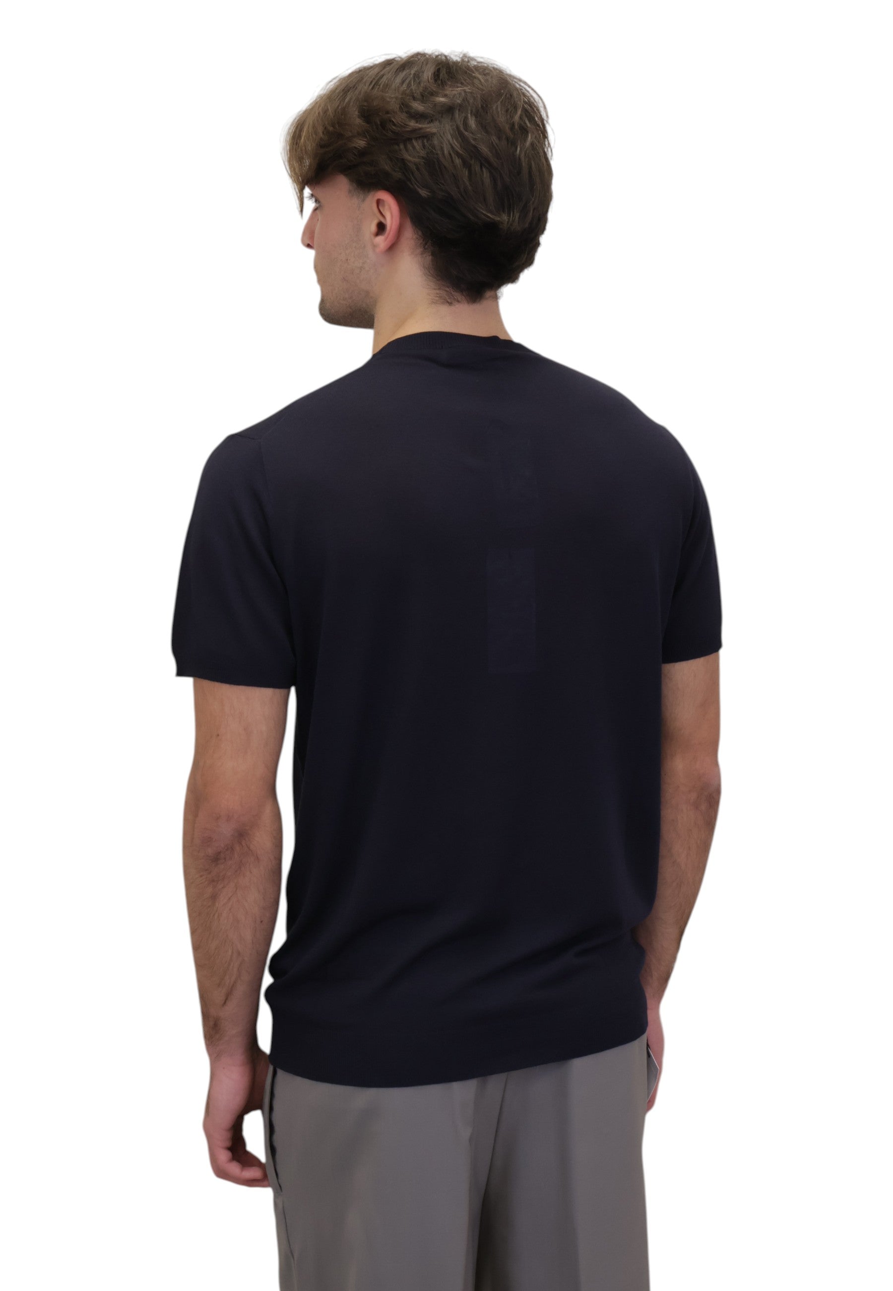 GIROCOLLO MANICA CORTA Blu Blu Cashmere