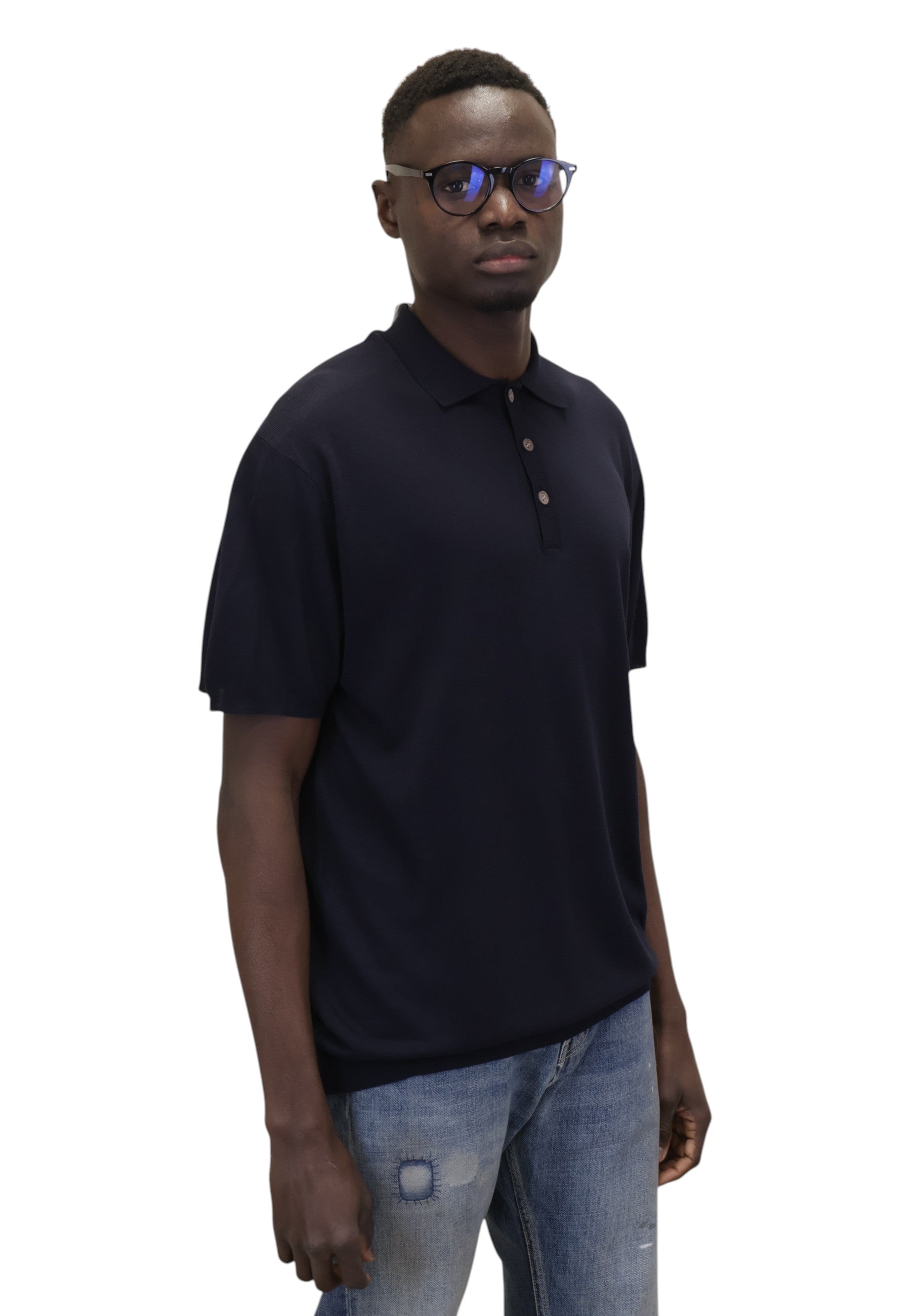 POLO A MANICA CORTA Blu Blu Cashmere