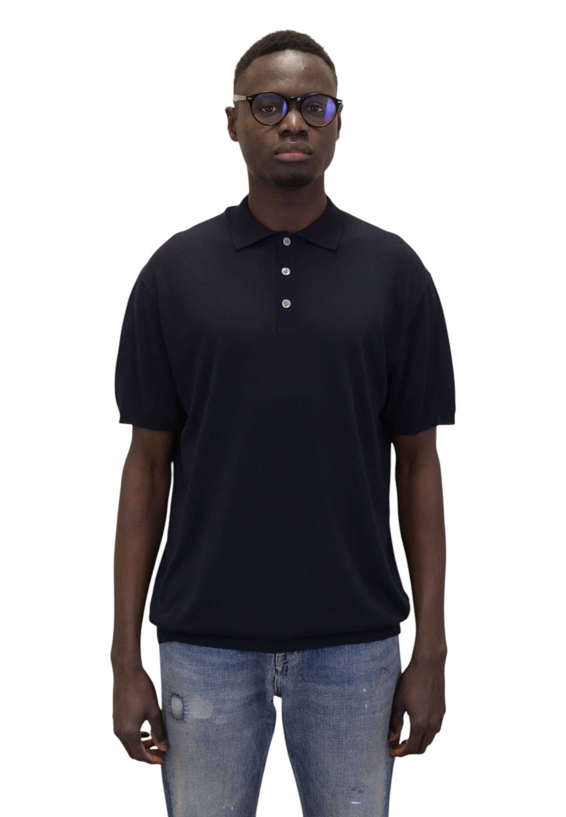 POLO A MANICA CORTA Blu Blu Cashmere