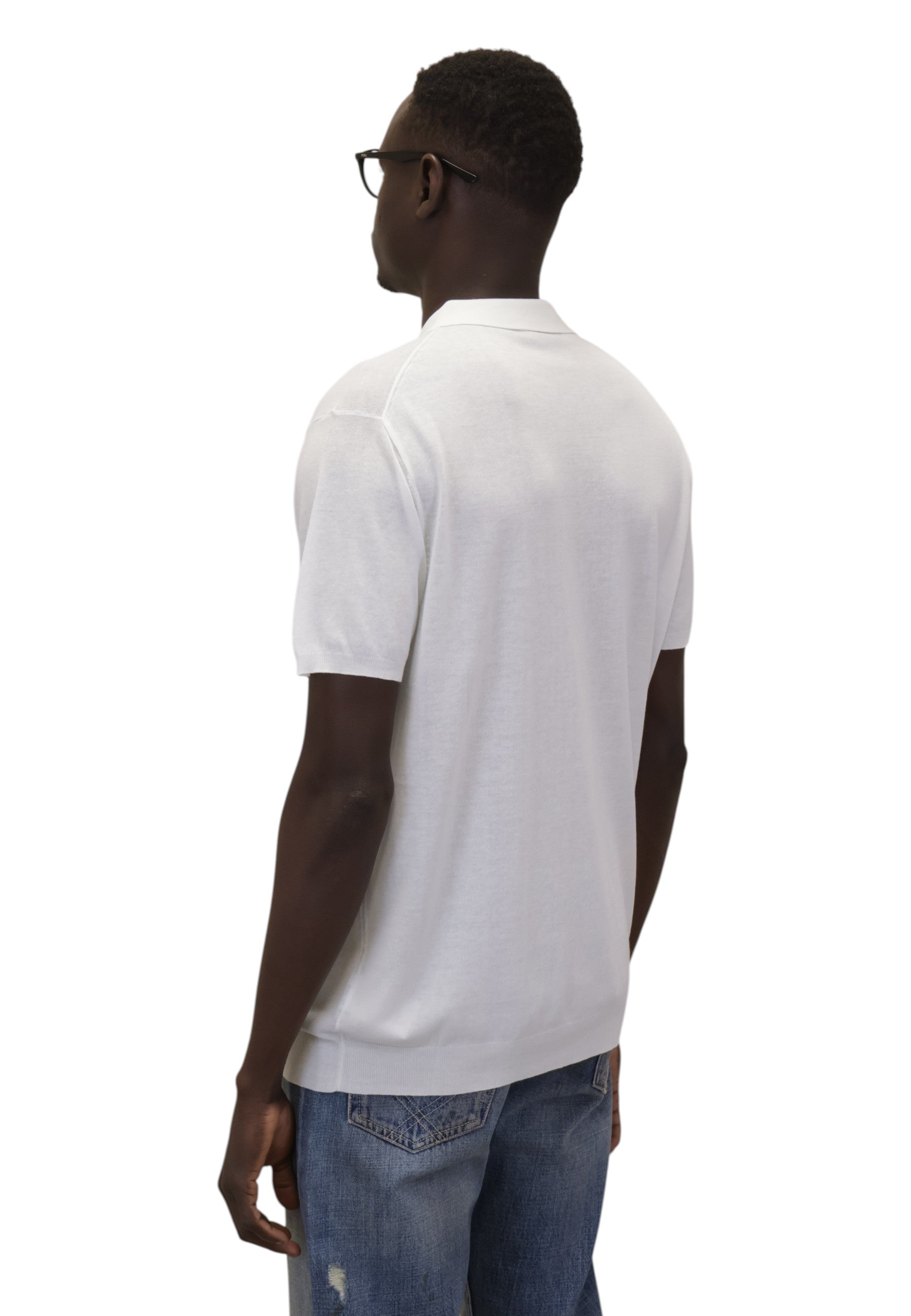 POLO A MANICA CORTA Bianco Blu Cashmere
