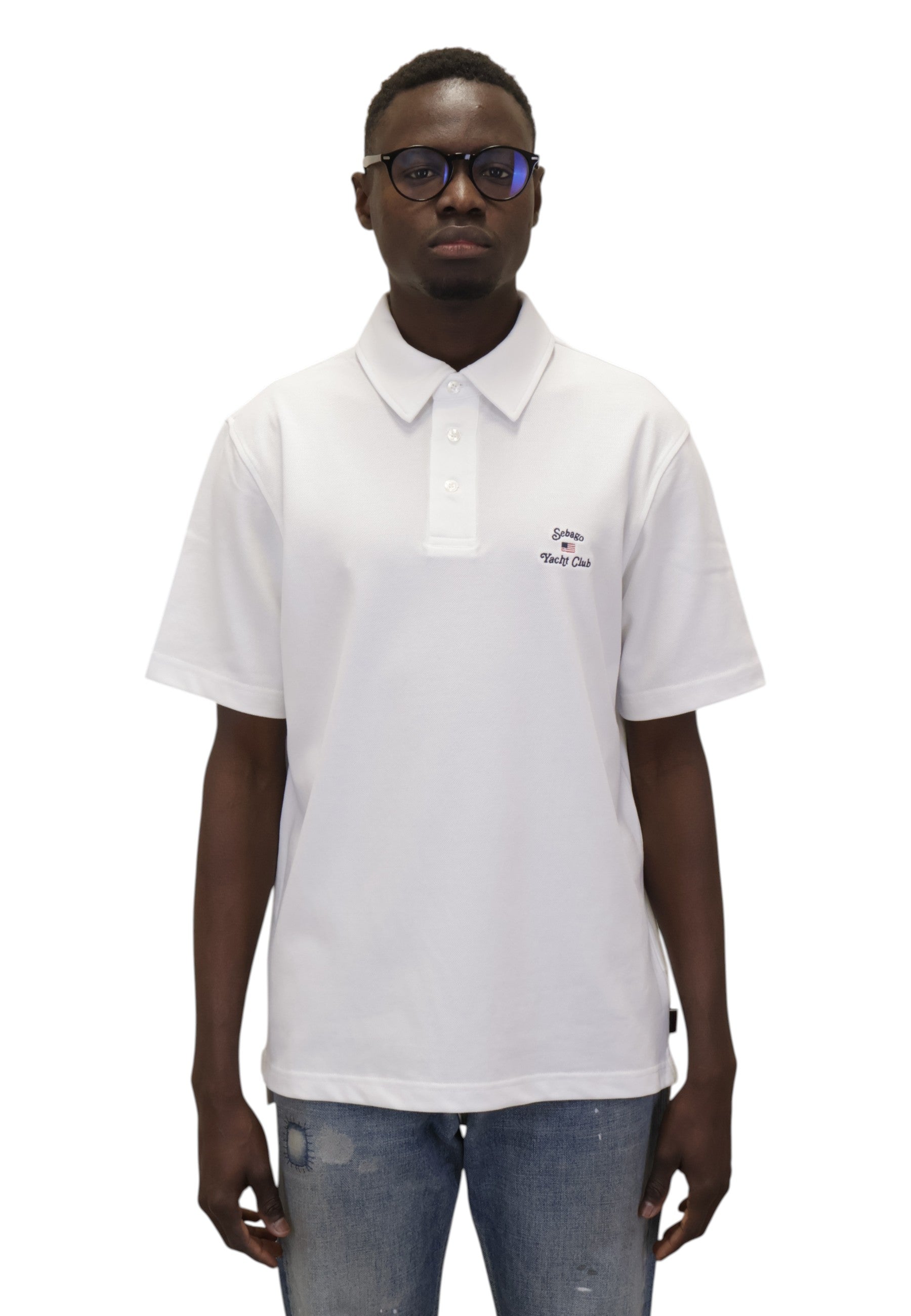 POLO A MANICA CORTA Bianco Sebago