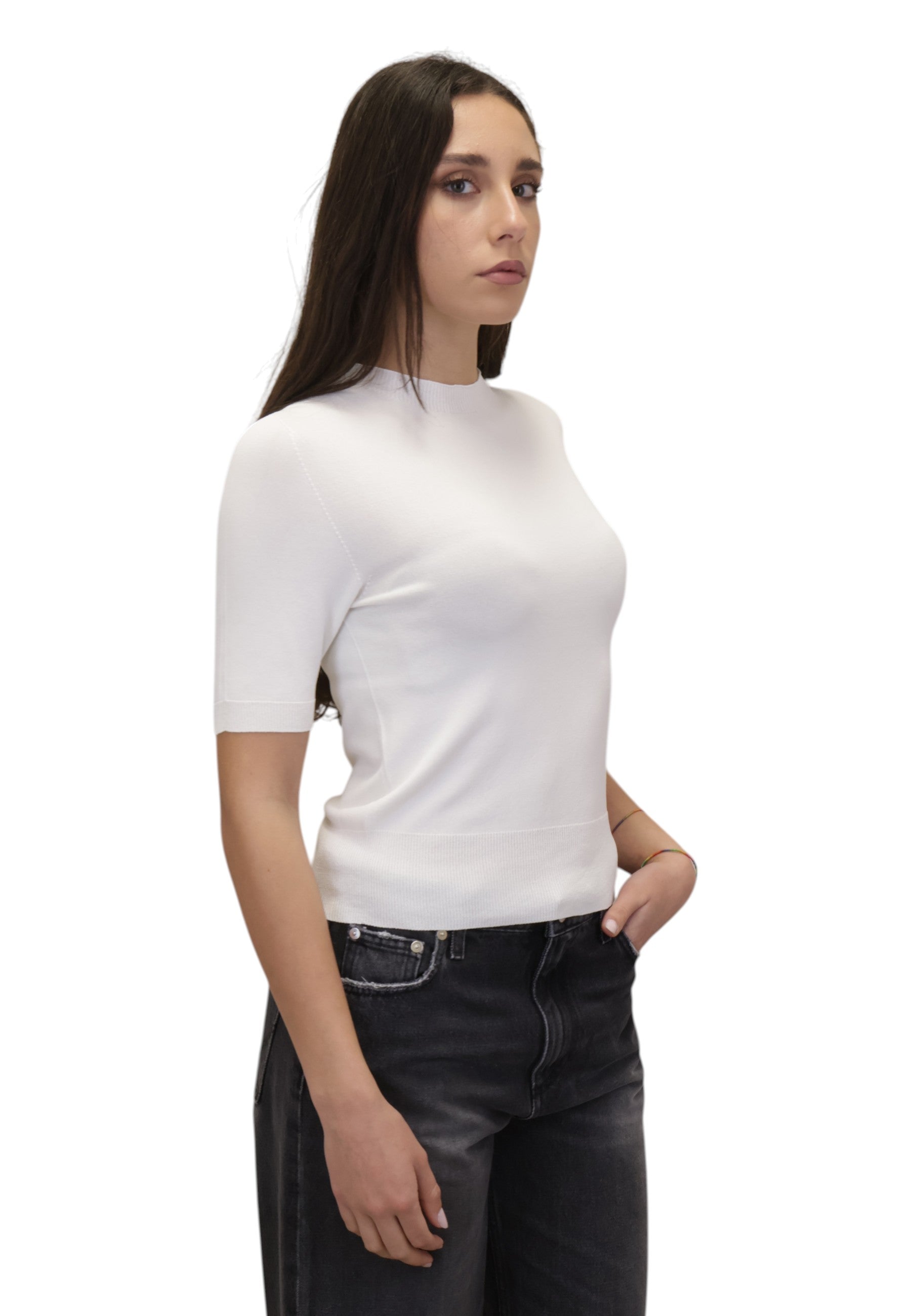 GIROCOLLO MANICA CORTA Bianco Solotre