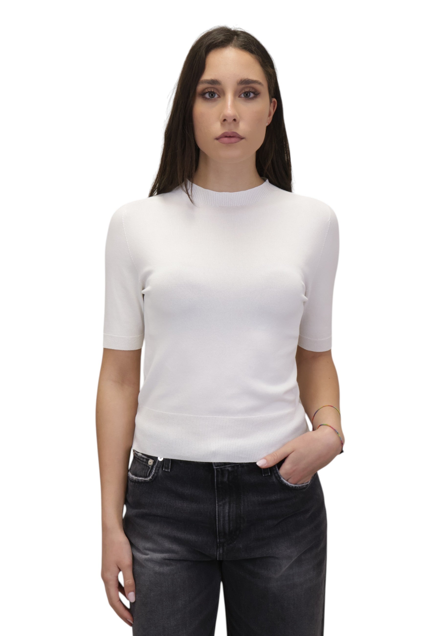 GIROCOLLO MANICA CORTA Bianco Solotre