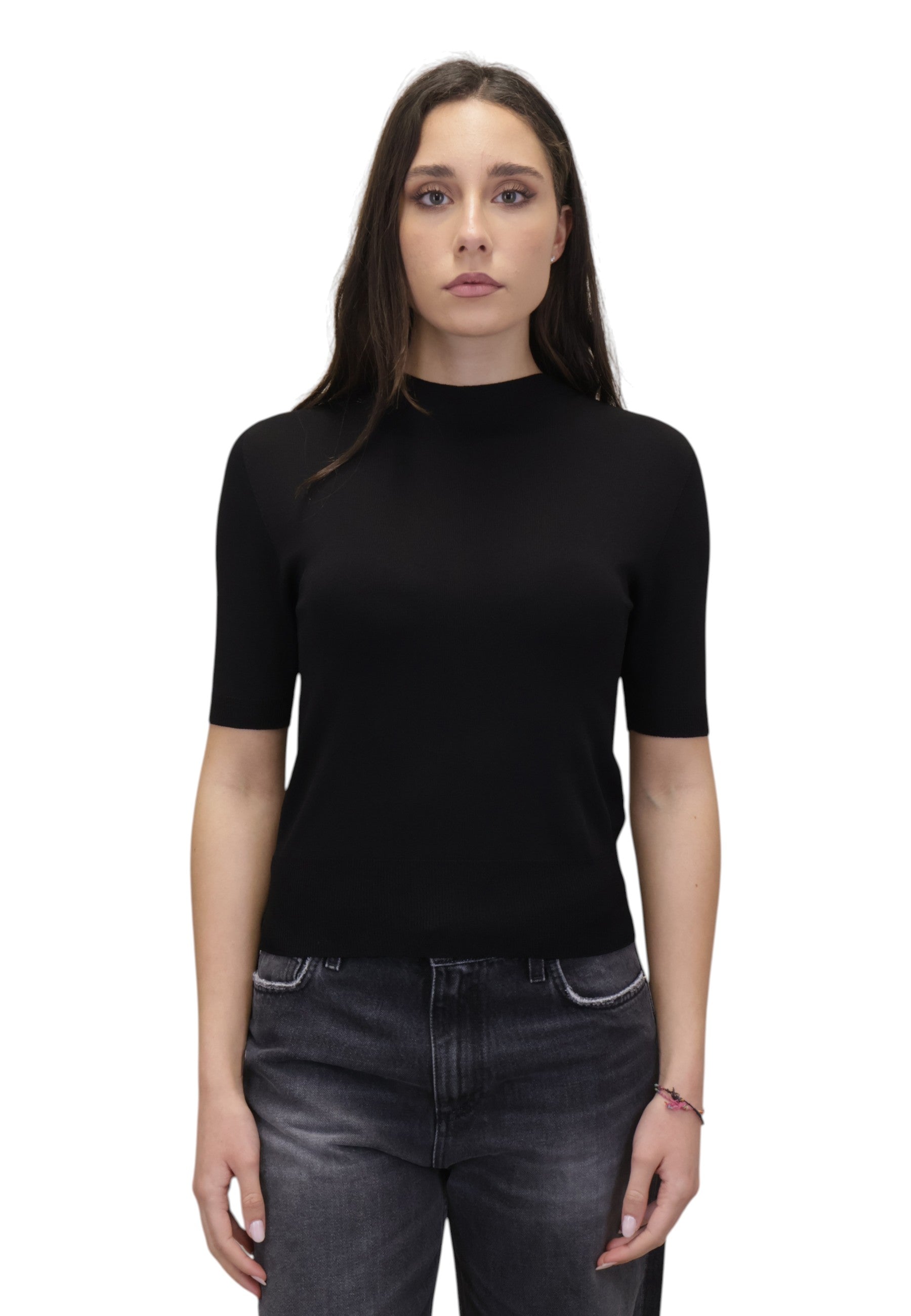 GIROCOLLO MANICA CORTA Nero Solotre