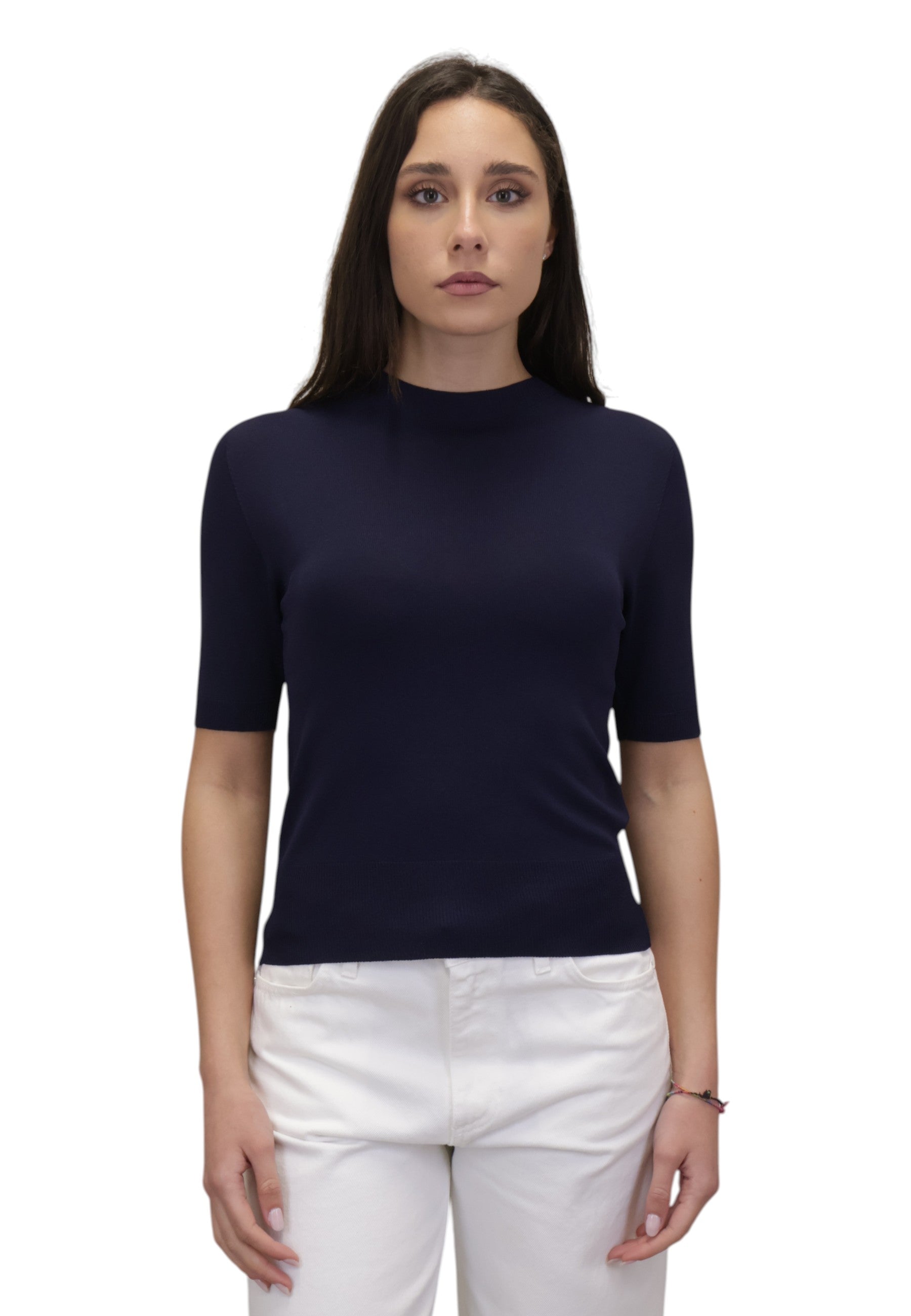 GIROCOLLO MANICA CORTA Blu Solotre