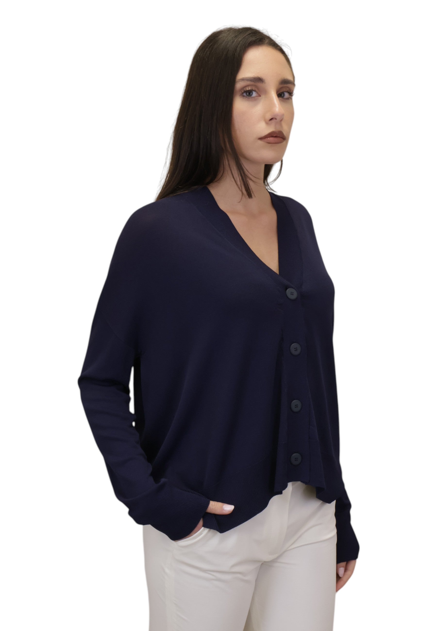 MAGLIE A V Blu Solotre