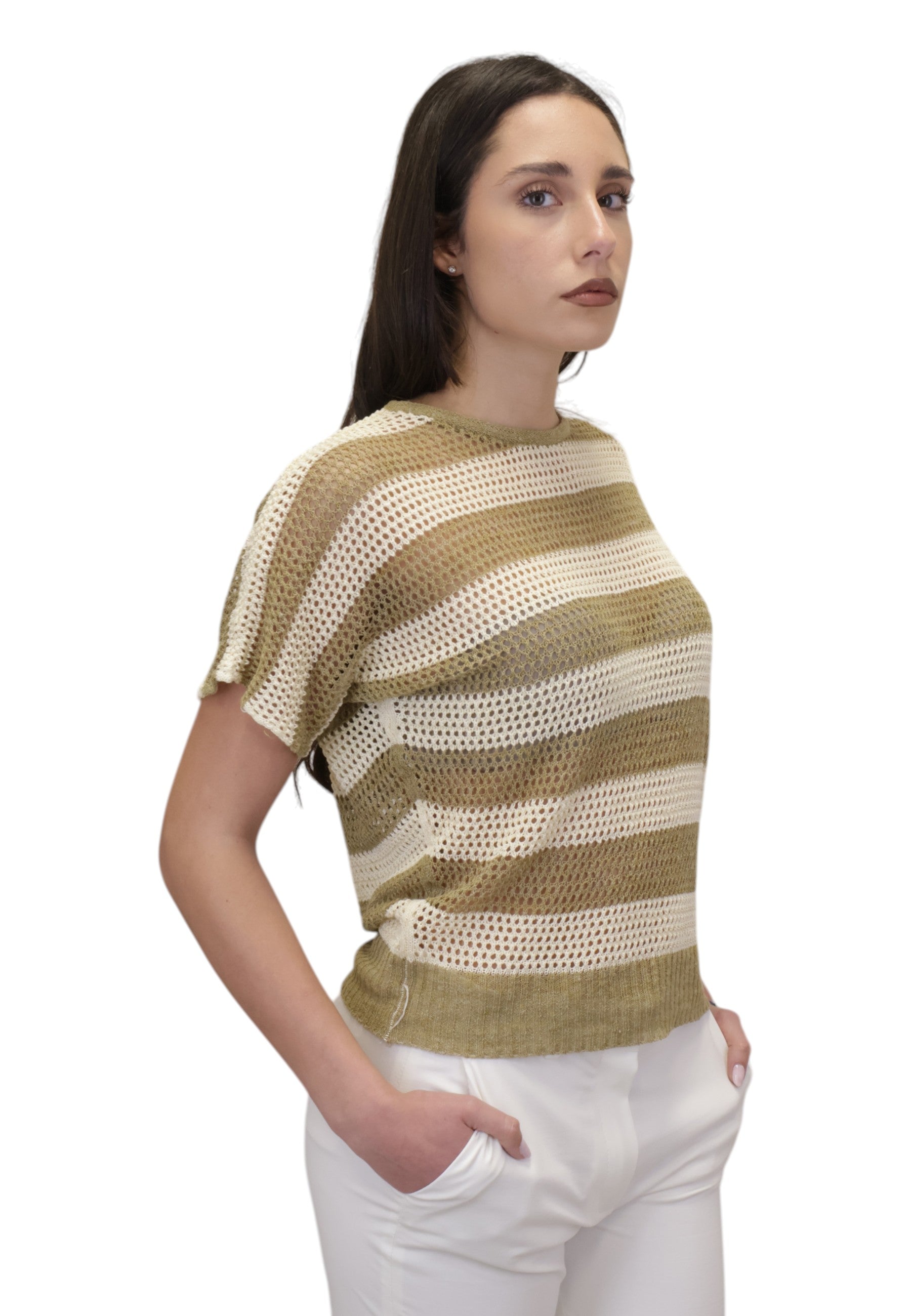 GIROCOLLO MANICA CORTA Beige Solotre