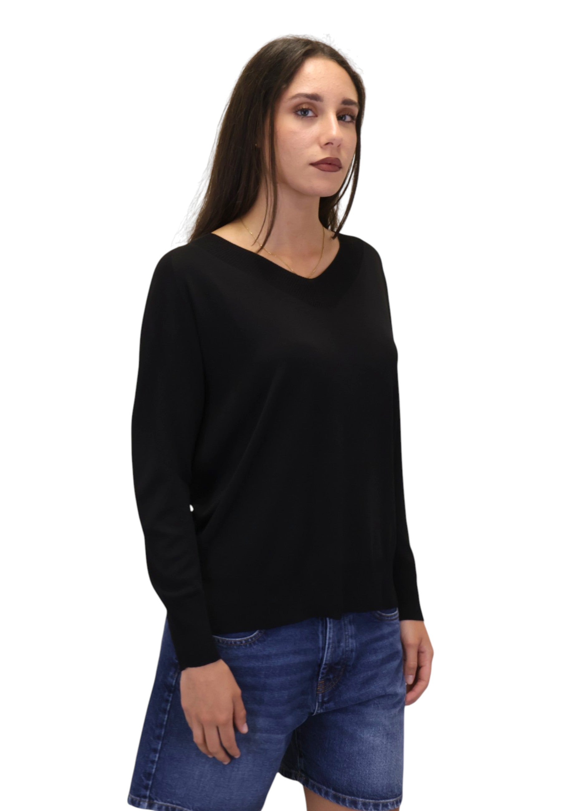 MAGLIE A V Nero Solotre