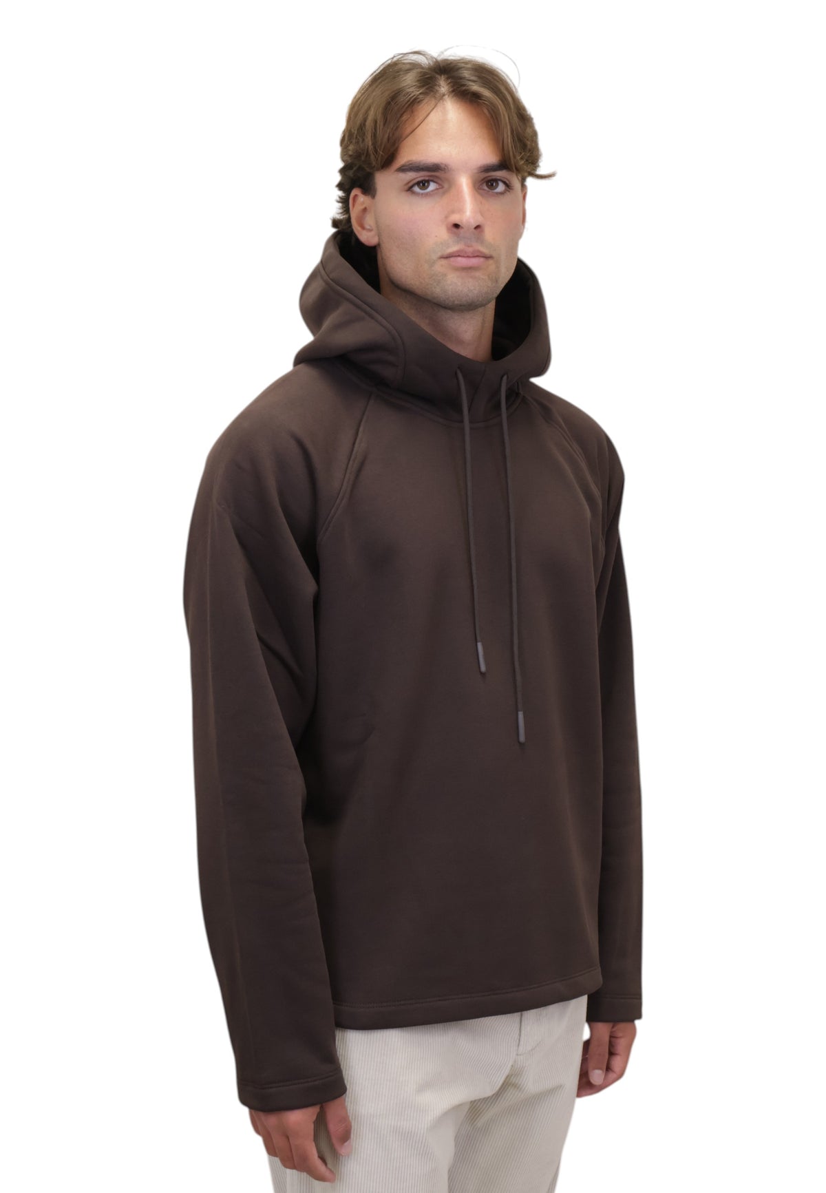 FELPE CON CAPPUCCIO Marrone Woc