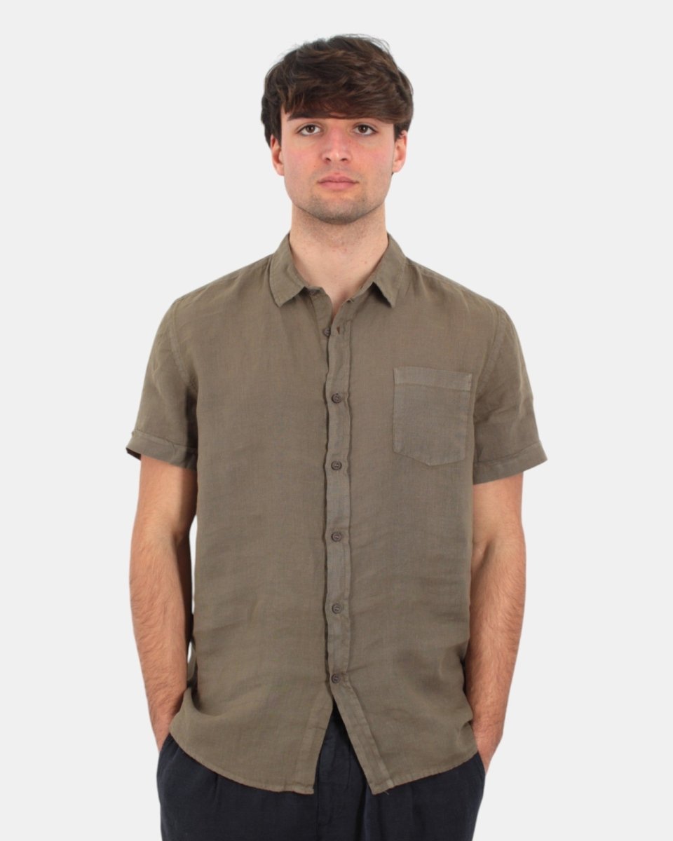 camicia 40 weft a mezza manica con taschino - w2359 verde salvia - 10Decimi