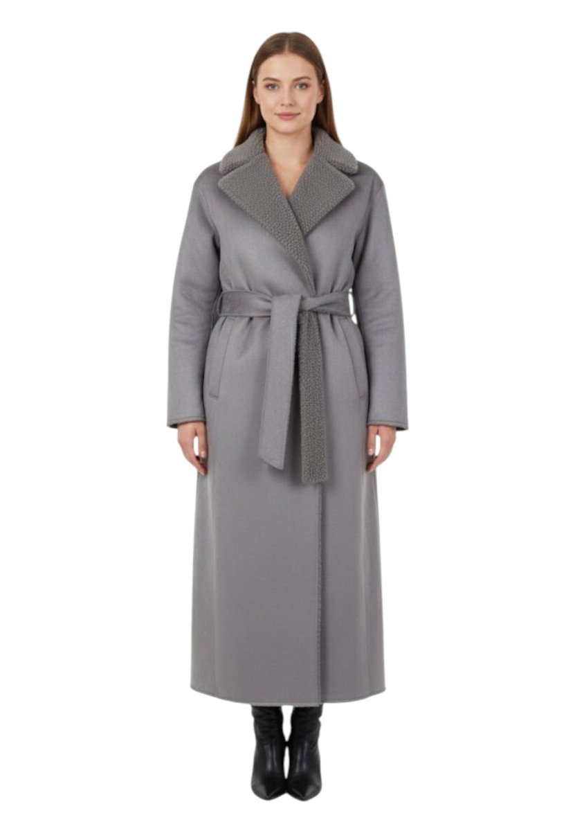 cappotto lungo con cintura - 020 lapis/dark grey - 10Decimi