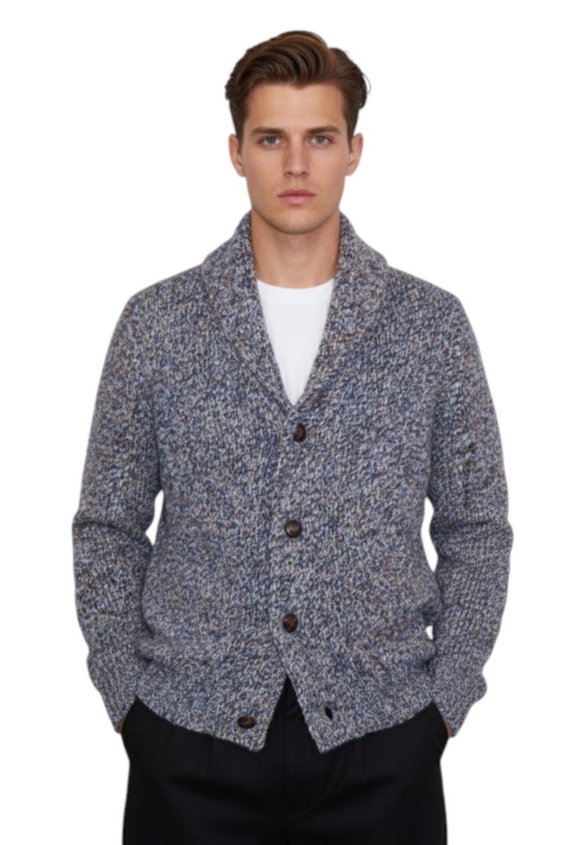 cardigan con collo sciallato - 319 indaco - 10Decimi