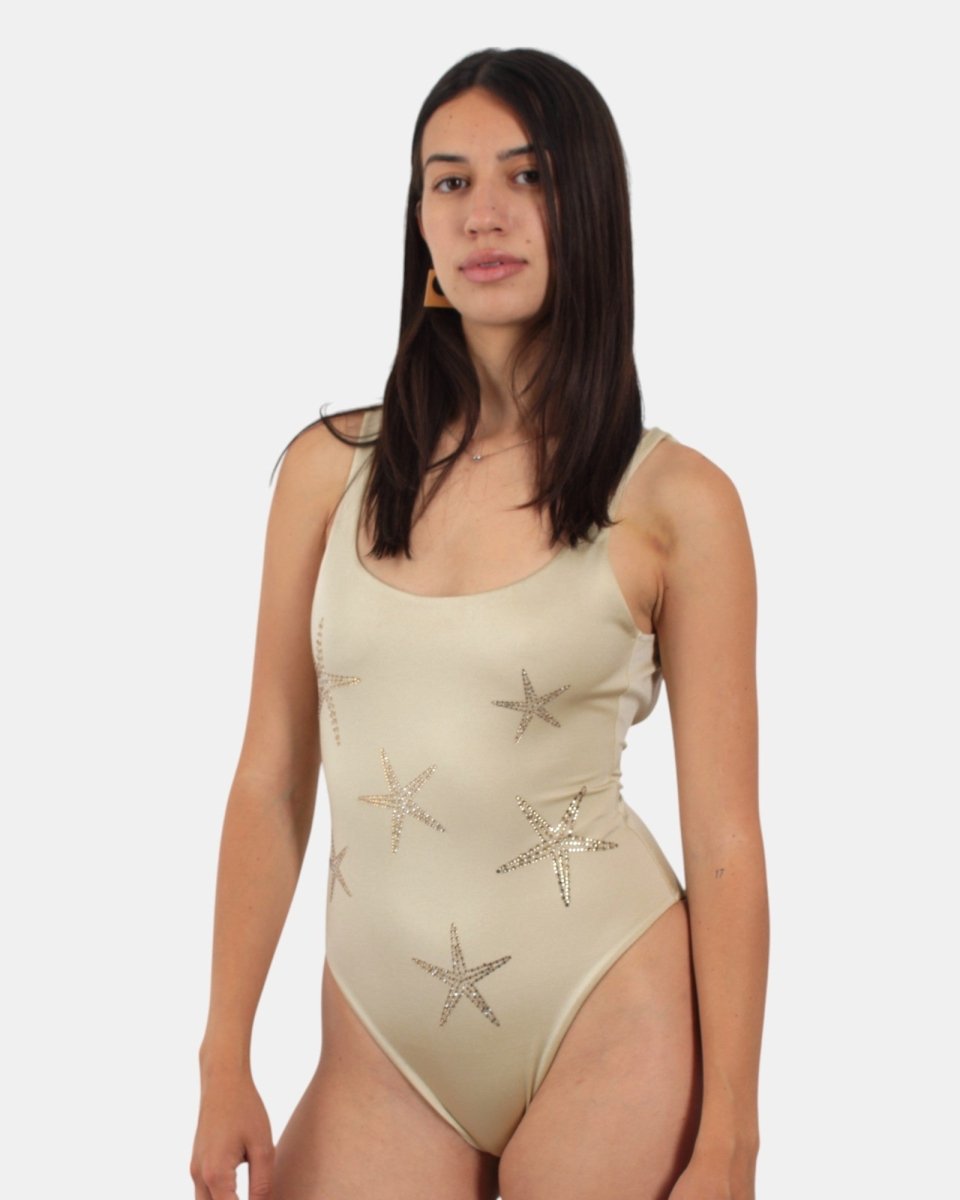 costume intero - shiny strass starfish gold - 10Decimi