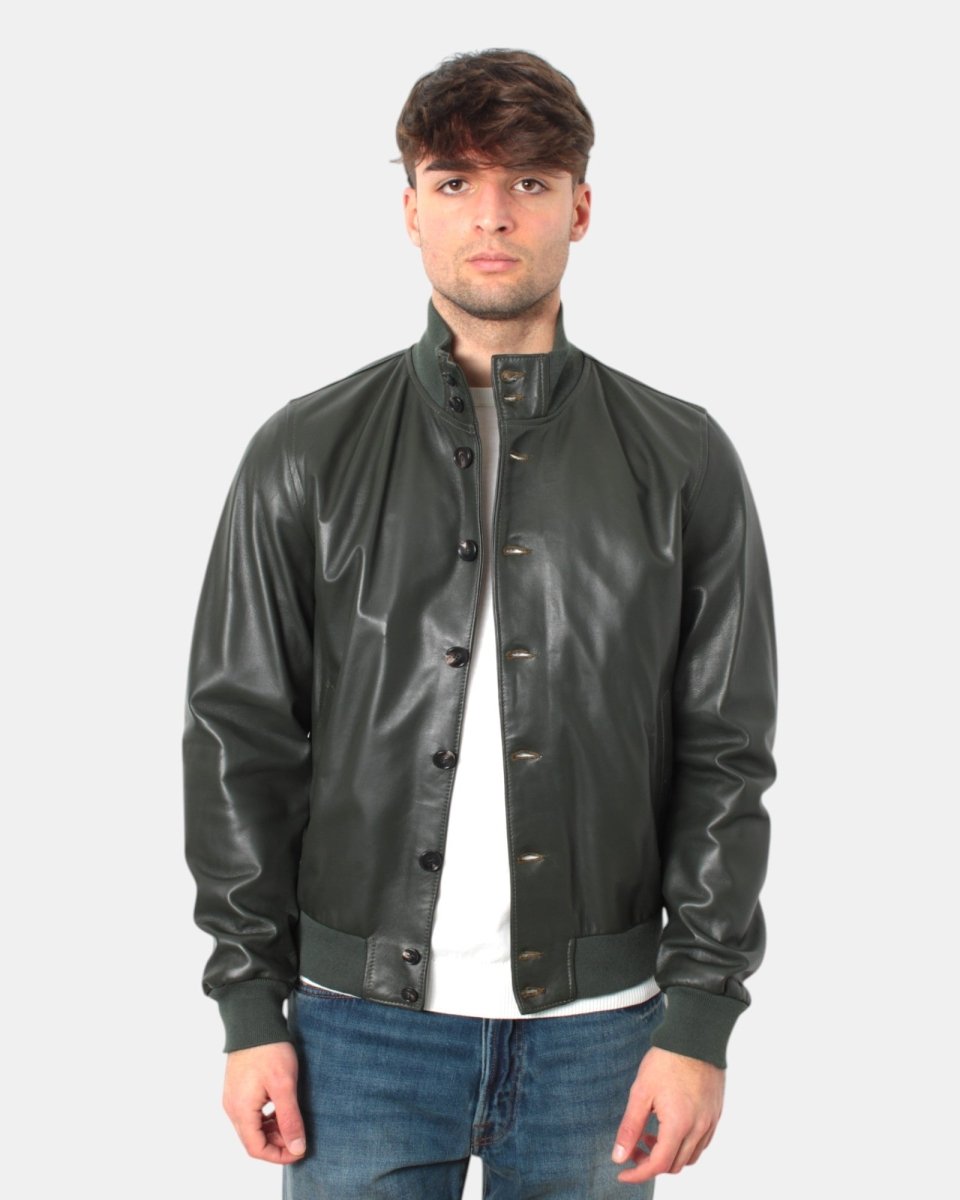 giacca in pelle emanuele curci mod. boston amalfi - militare - 10Decimi