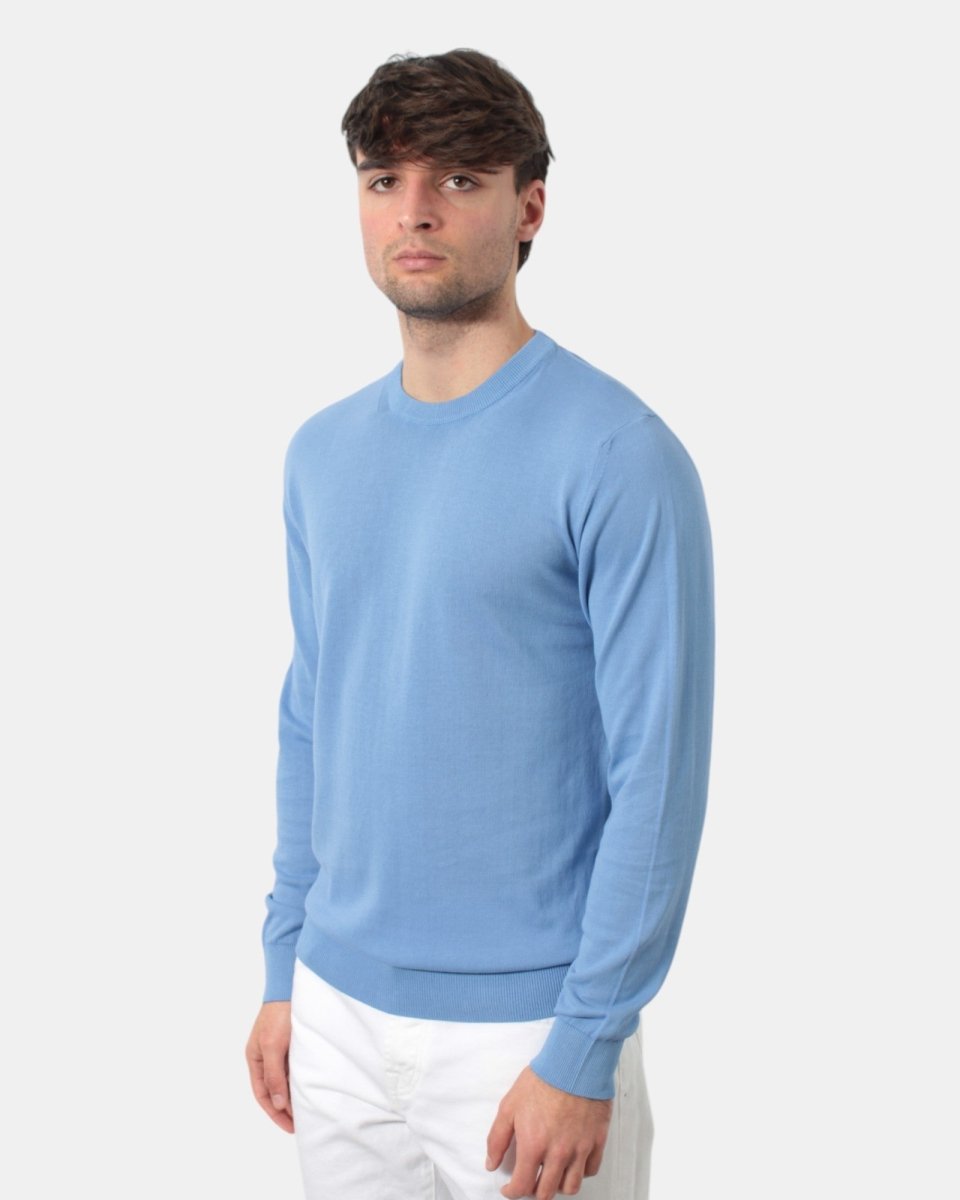 maglia a girocollo in cotone crepe - w2592 avio chiaro - 10Decimi