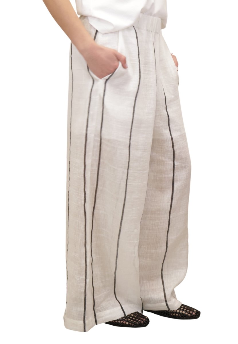 PANTALONE - R1810 SNOW WHITE/NERO - 10Decimi