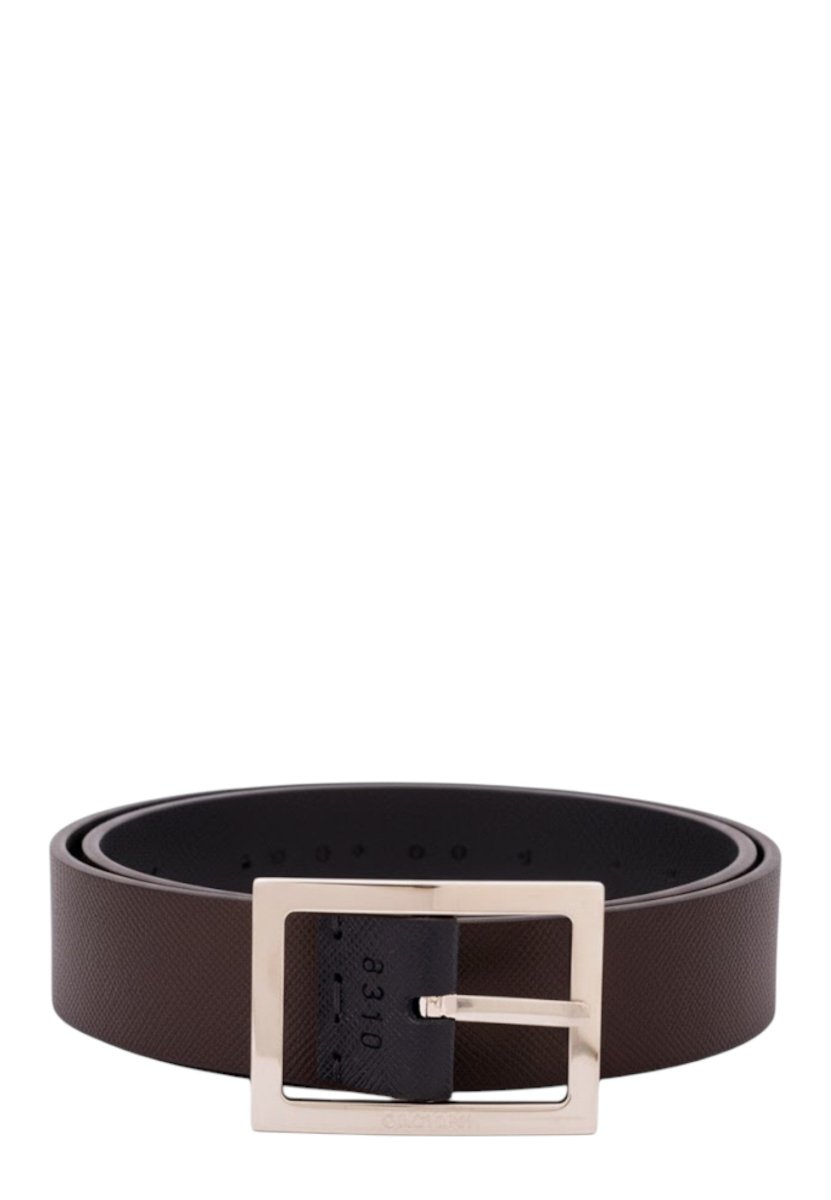 saffiano double in pelle 3 cm - nero/testa di moro - 10Decimi