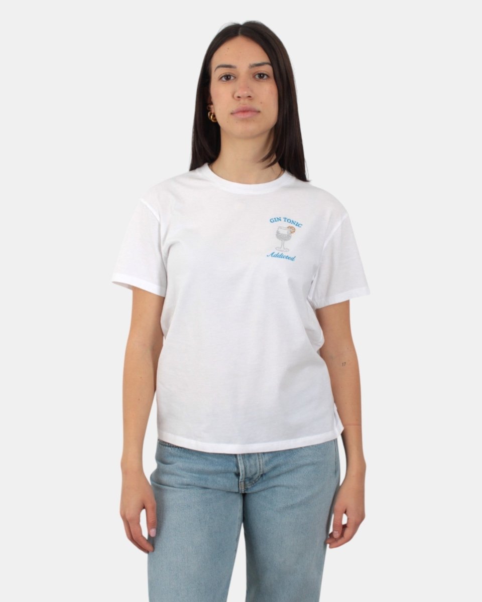 t-shirt girocollo in cotone - gin tonic addicted 01n strass emb - 10Decimi