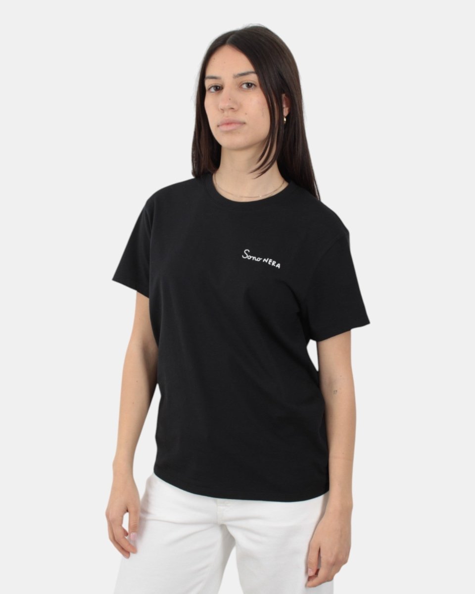 t-shirt girocollo in cotone - sono nera 00 emb - 10Decimi