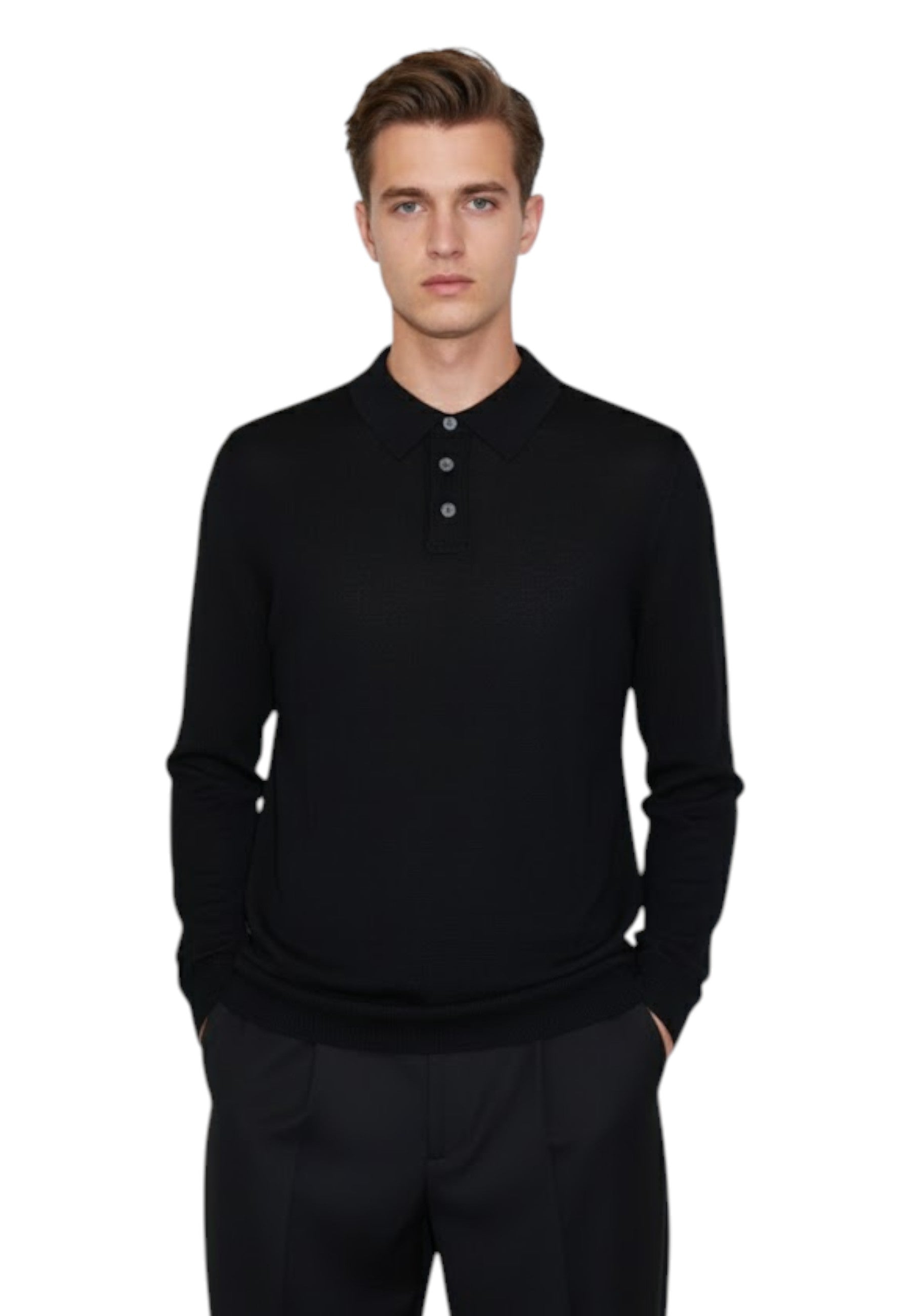 POLO MANICA LUNGA Nero Daniele Fiesoli