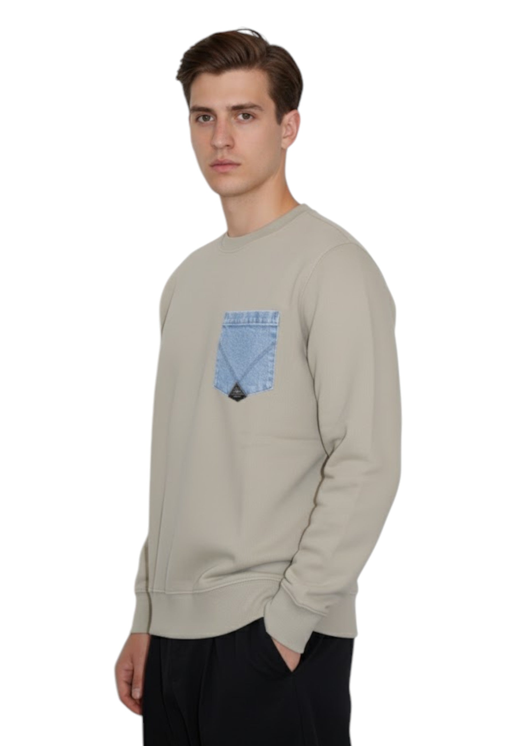 FELPA A GIROCOLLO Beige Roy Roger's