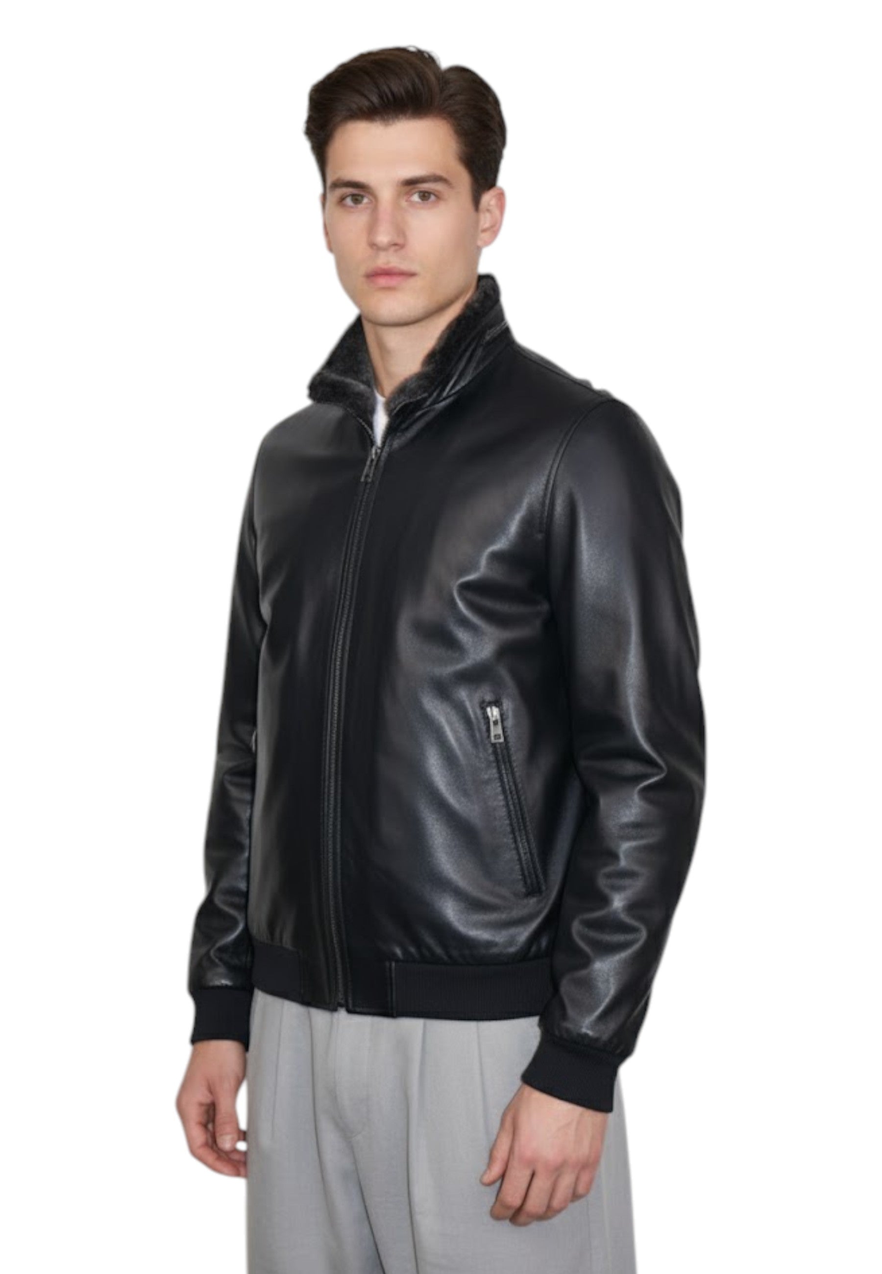 GIUBBOTTI IN PELLE Nero Emanuele Curci