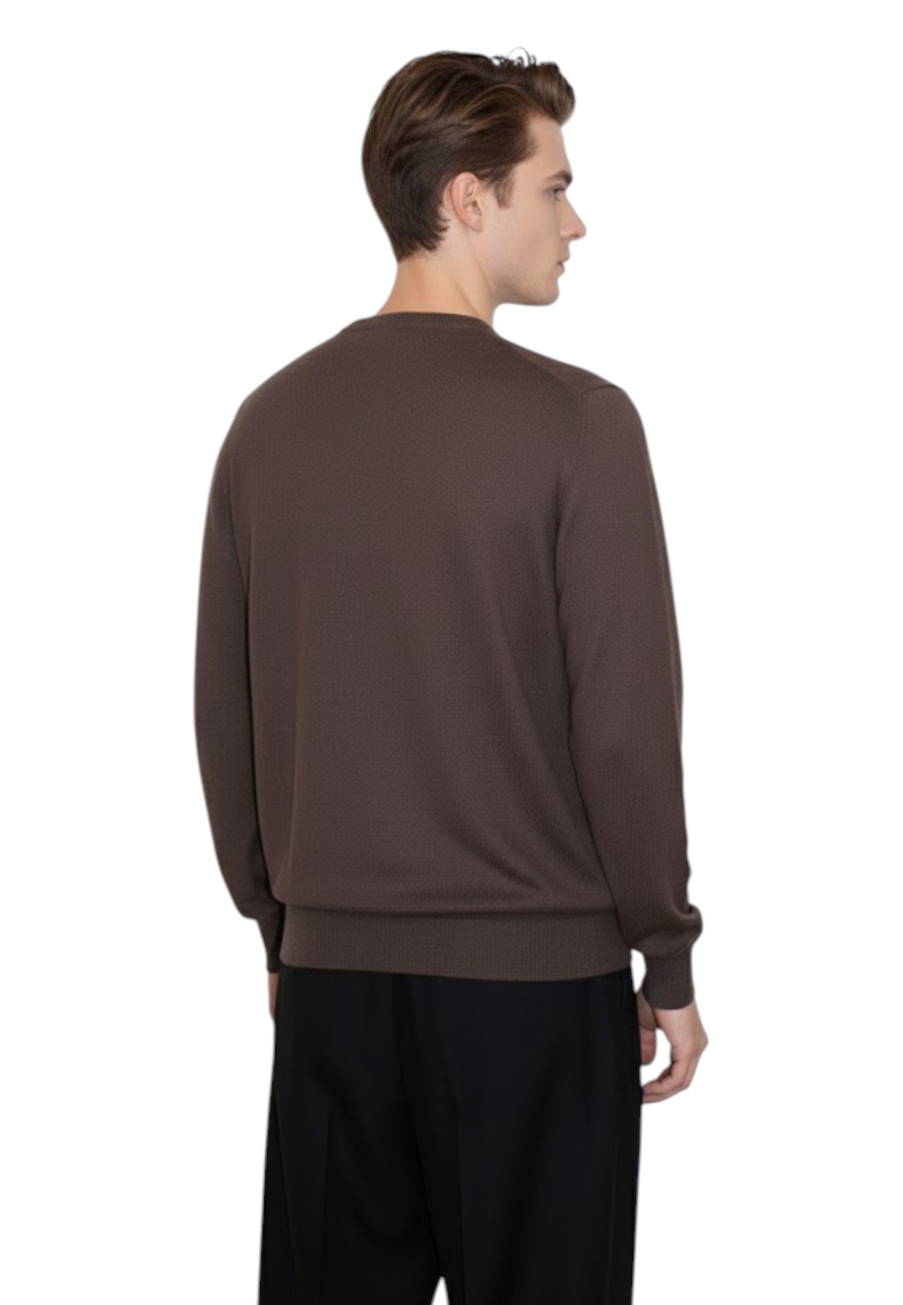 GIROCOLLO MANICA LUNGA Marrone Blu Cashmere