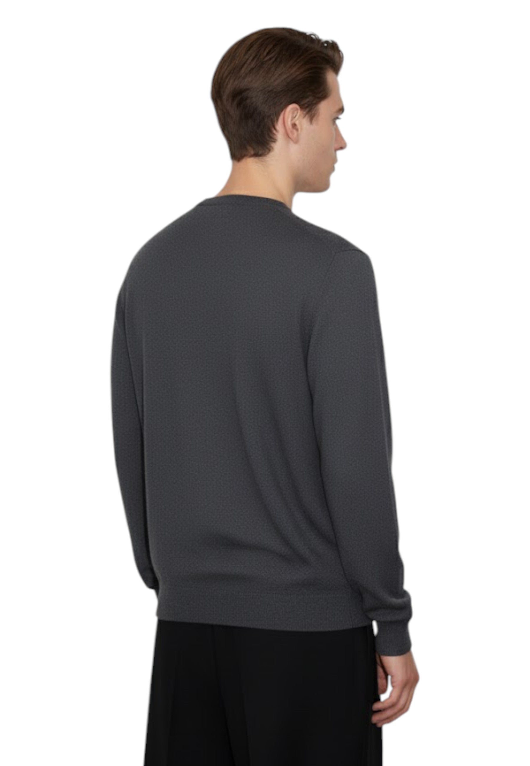 MAGLIE A V Nero Blu Cashmere