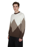 GIROCOLLO MANICA LUNGA Marrone Blu Cashmere