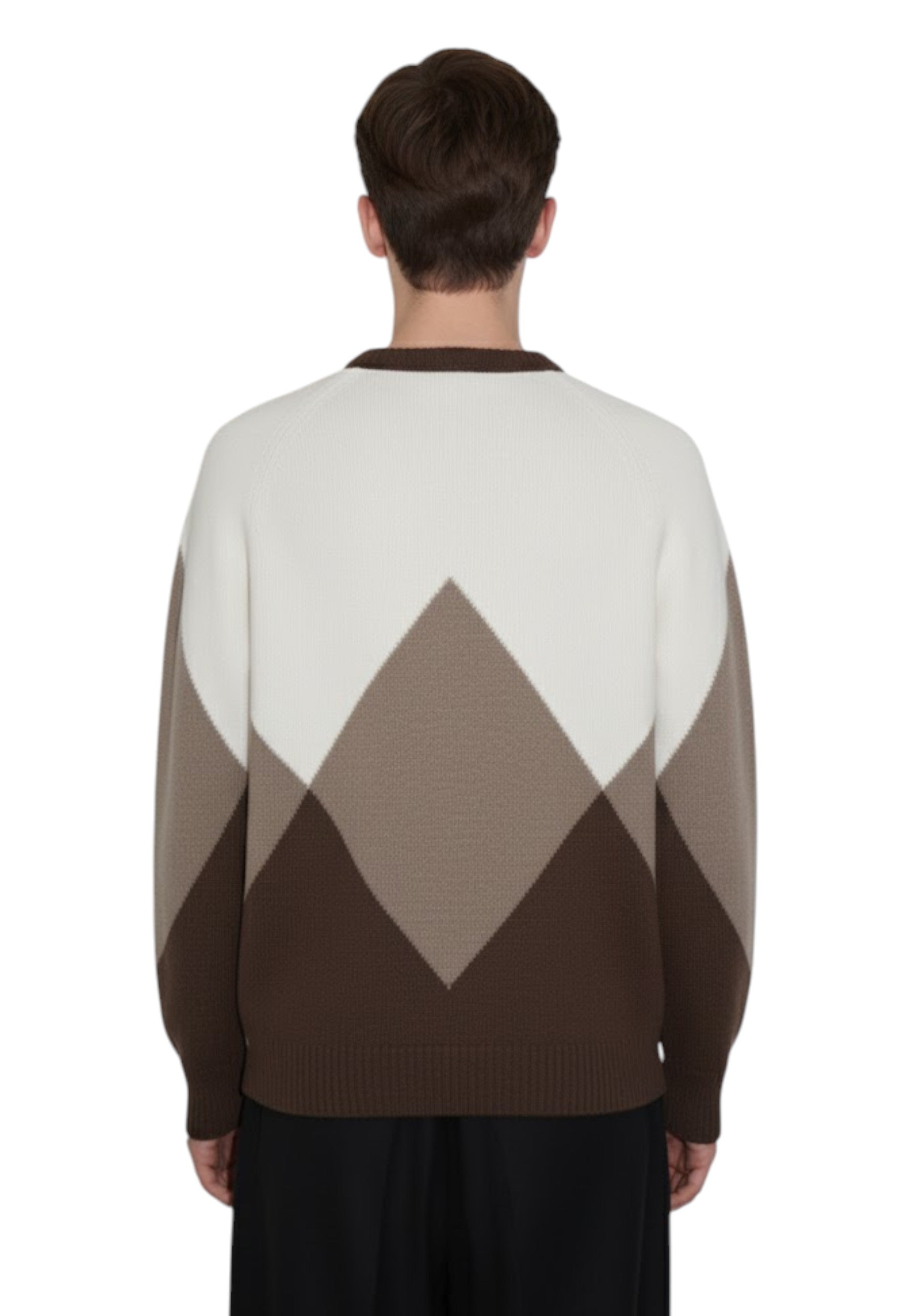 GIROCOLLO MANICA LUNGA Marrone Blu Cashmere