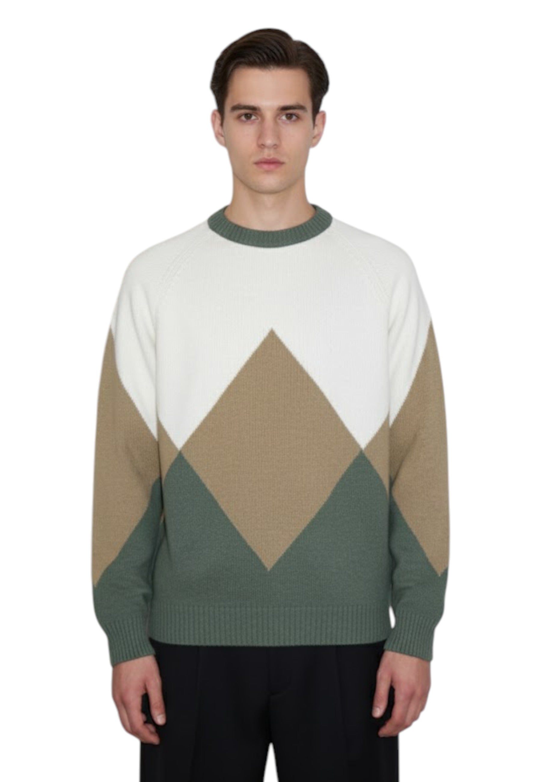 GIROCOLLO MANICA LUNGA Verde Blu Cashmere