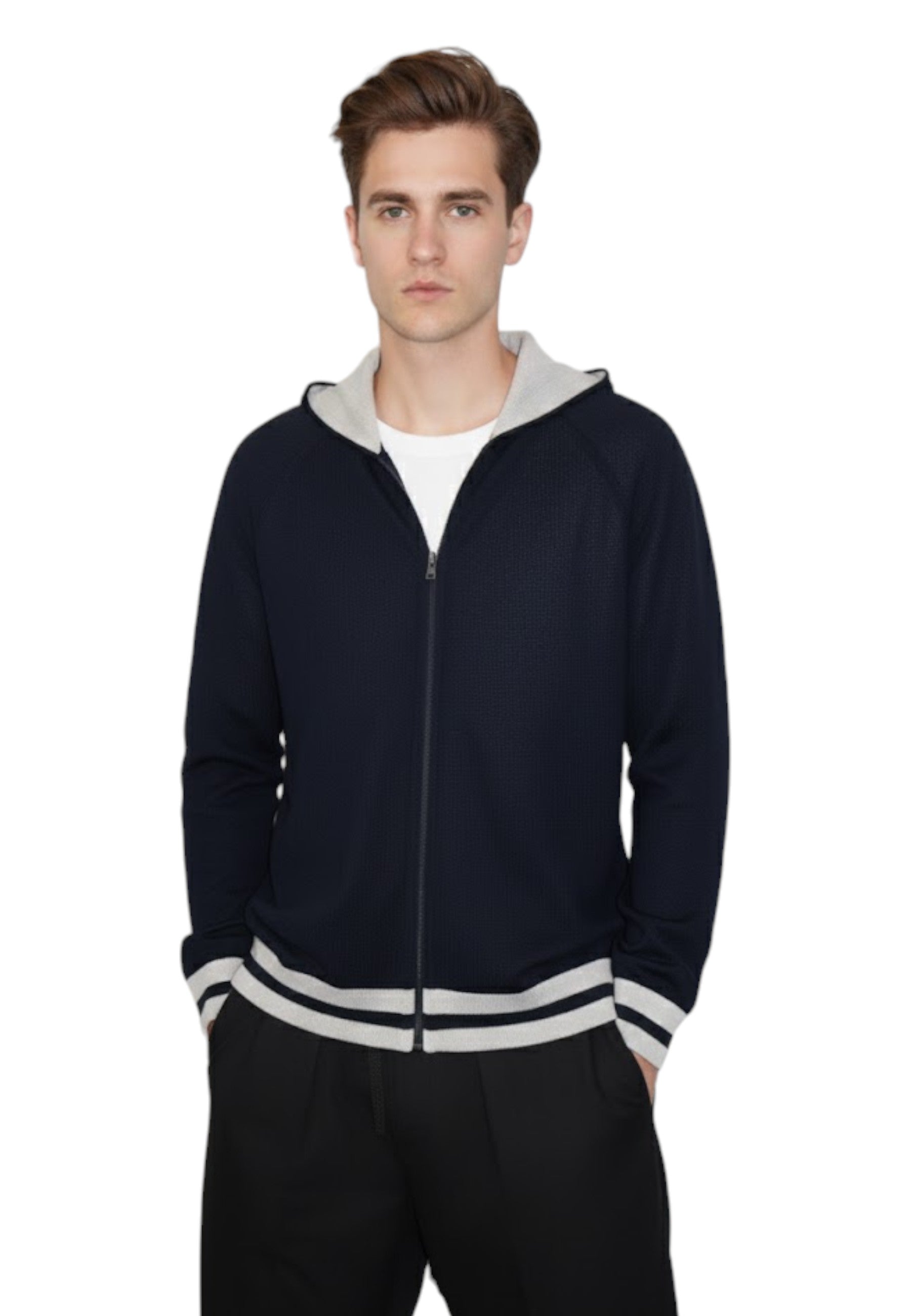 MAGLIE CON ZIP Blu Blu Cashmere