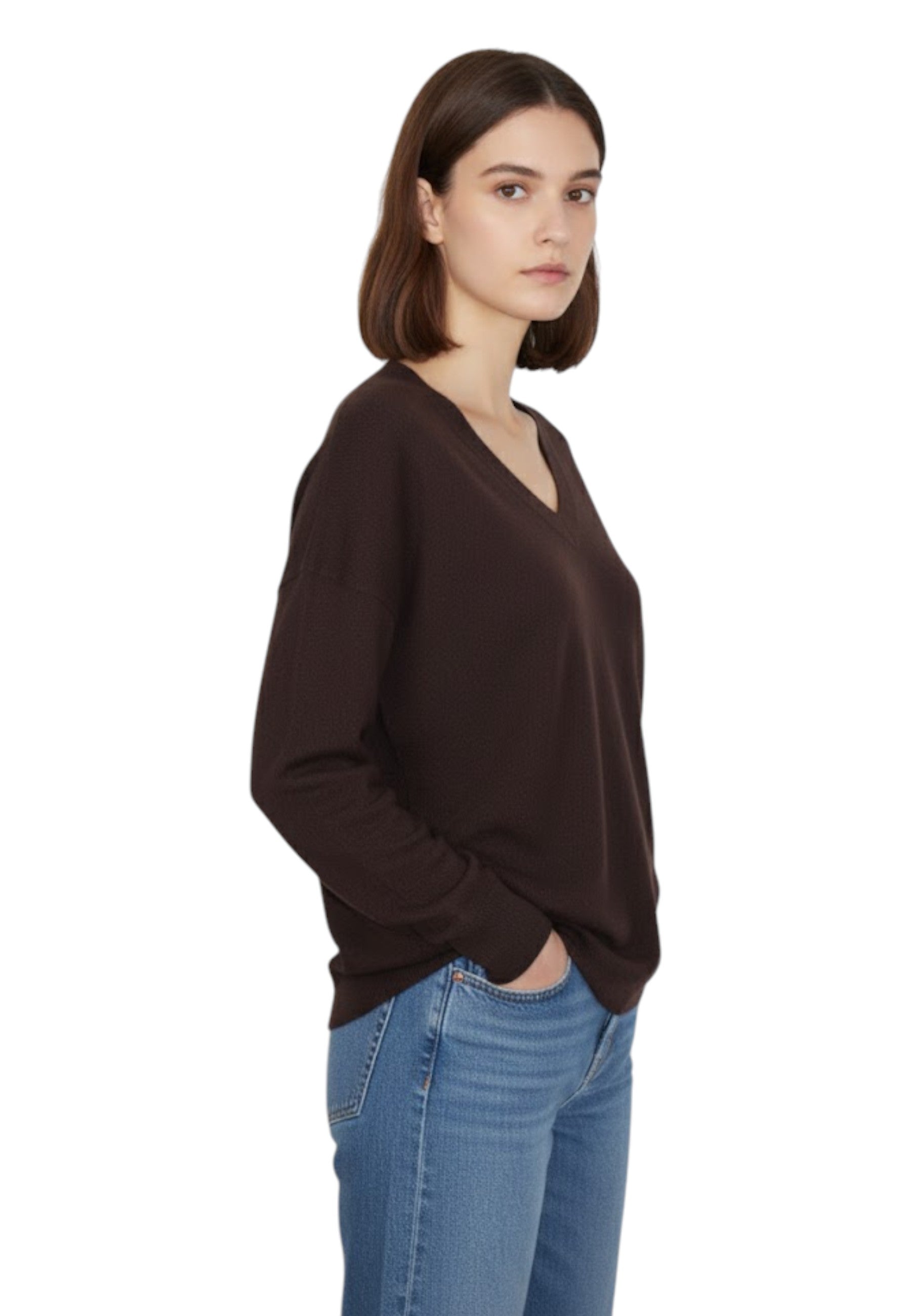 MAGLIE A V Marrone Della Spiga