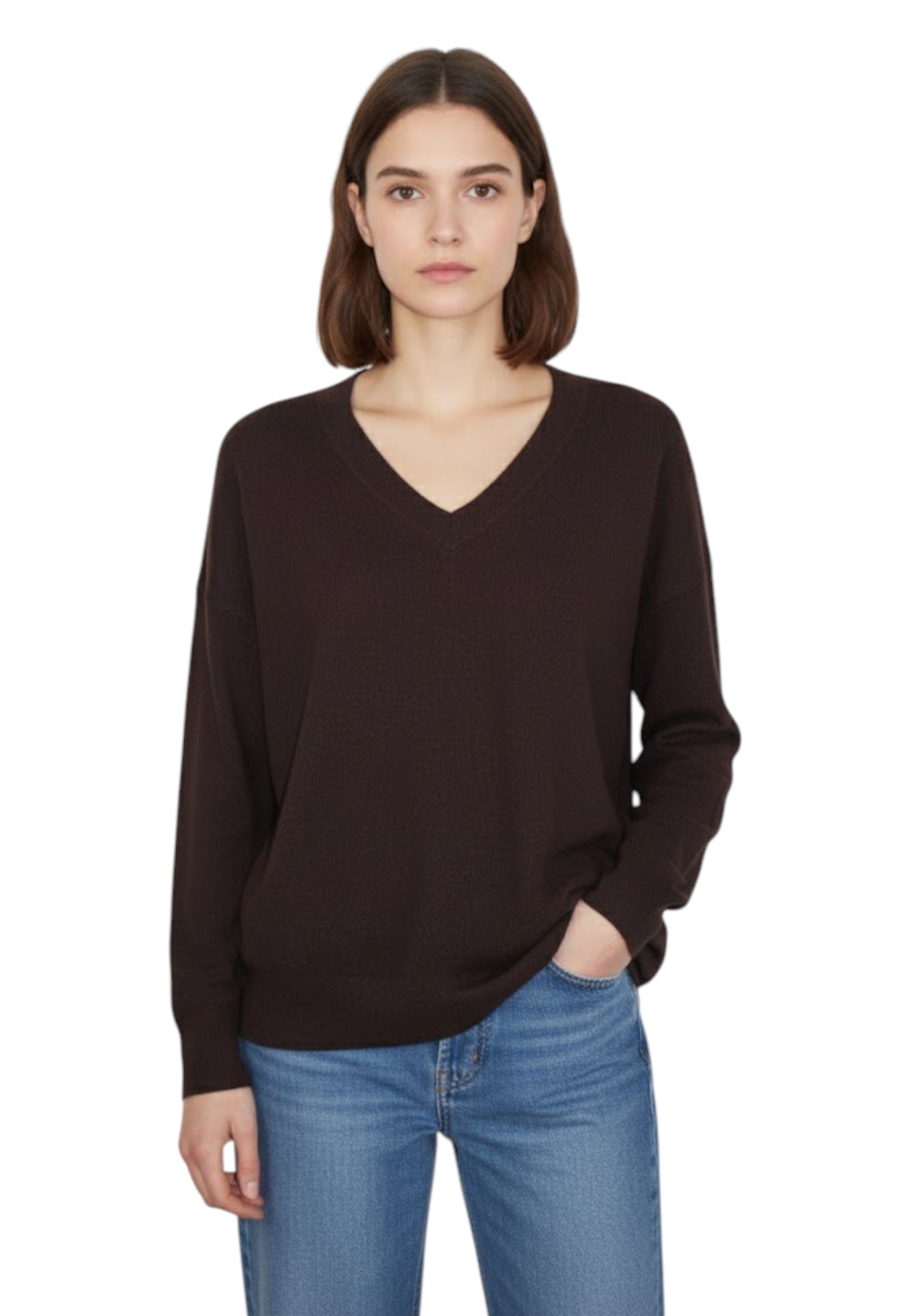 MAGLIE A V Marrone Della Spiga