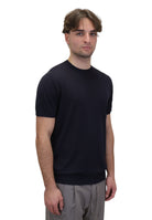 GIROCOLLO MANICA CORTA Blu Blu Cashmere