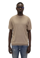GIROCOLLO MANICA CORTA Beige Blu Cashmere