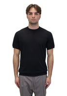 GIROCOLLO MANICA CORTA Nero Blu Cashmere