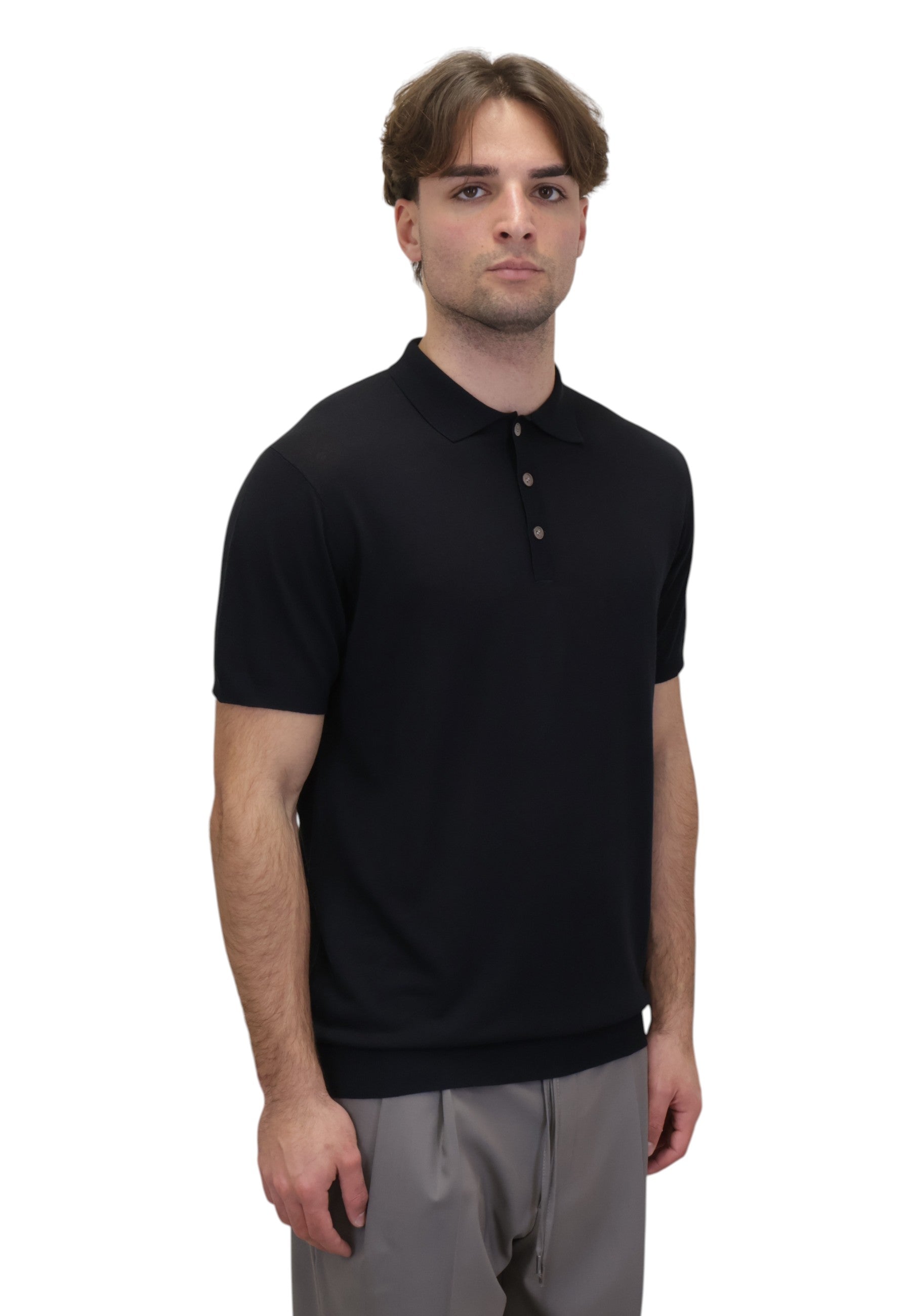 POLO A MANICA CORTA Nero Blu Cashmere