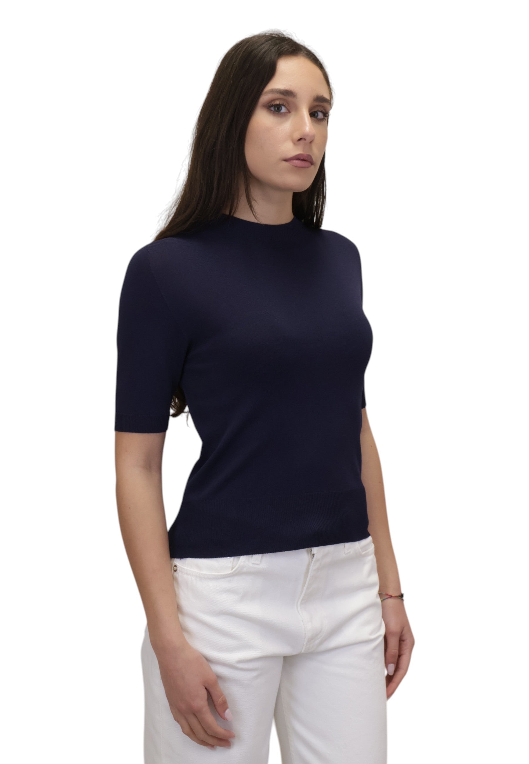 GIROCOLLO MANICA CORTA Blu Solotre