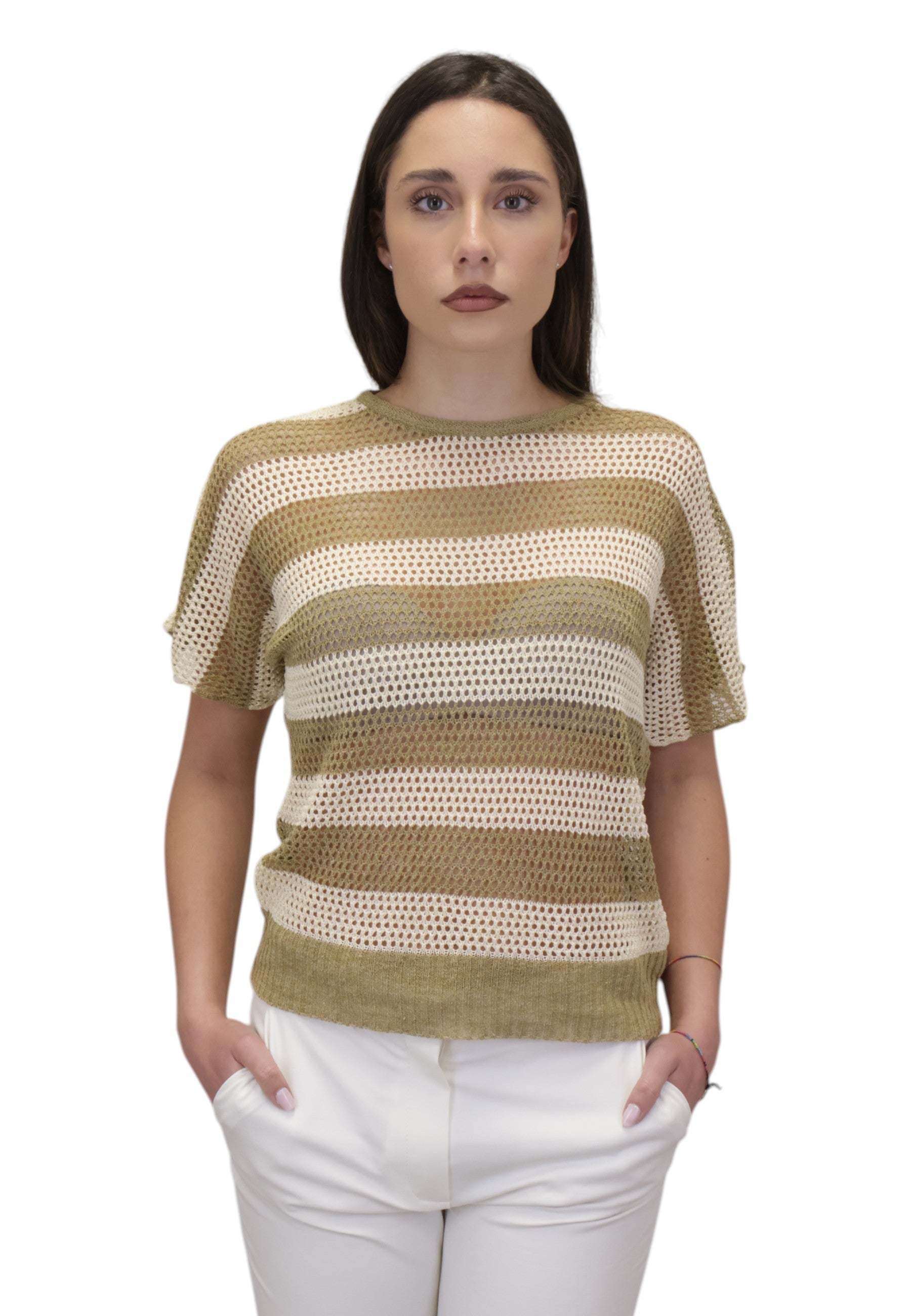 GIROCOLLO MANICA CORTA Beige Solotre