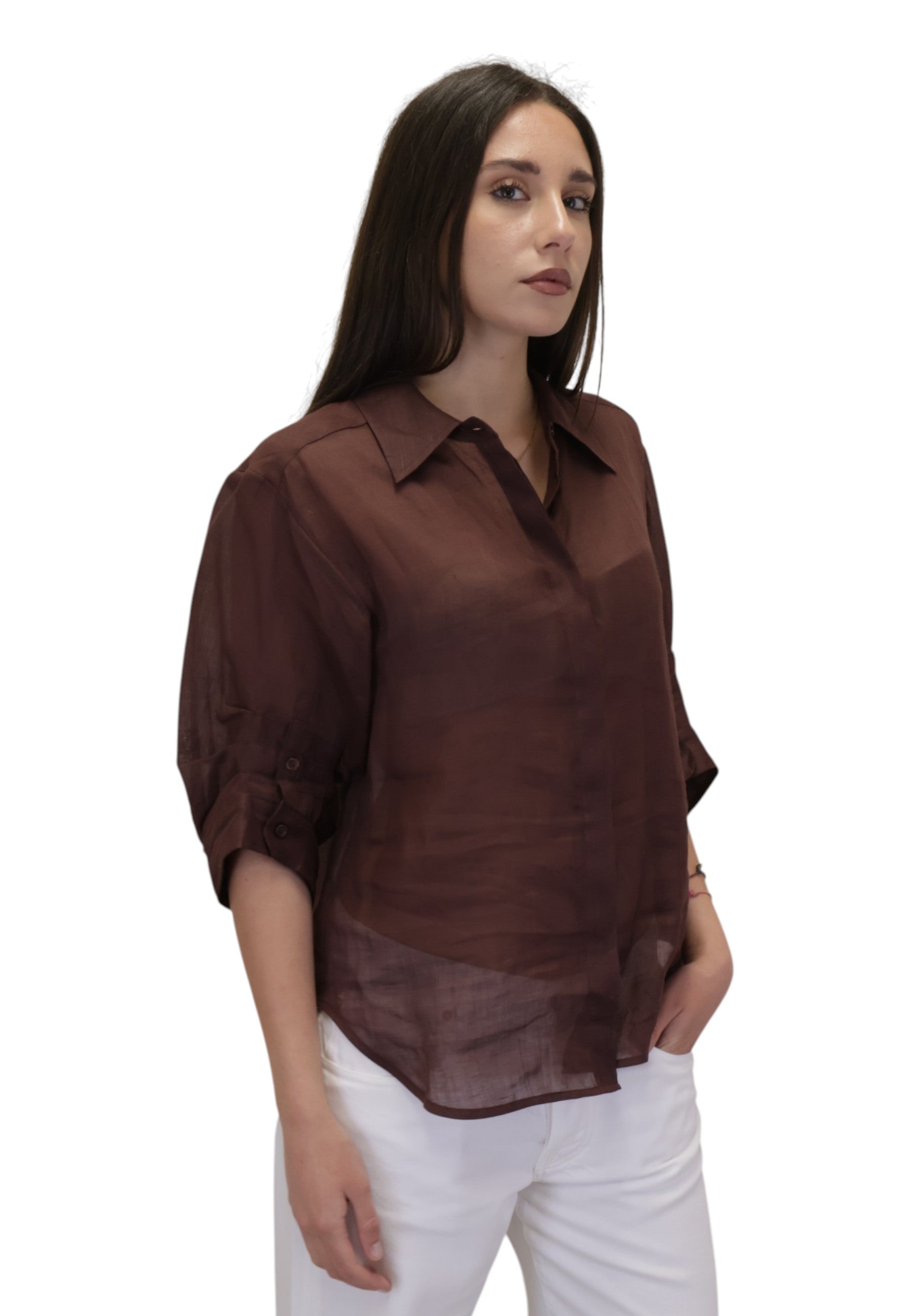CAMICIE MANICA CORTA Marrone Meimei J