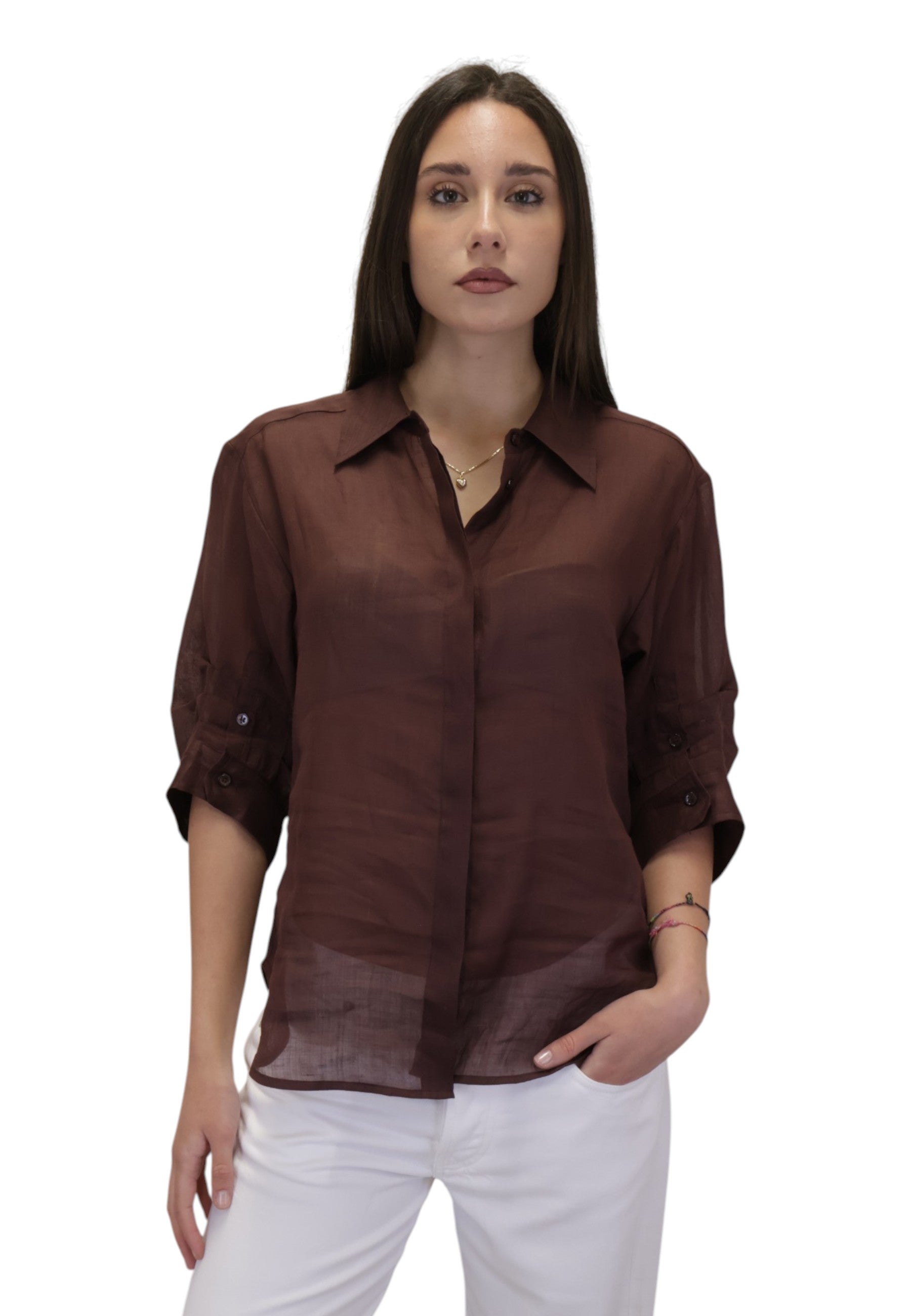 CAMICIE MANICA CORTA Marrone Meimei J